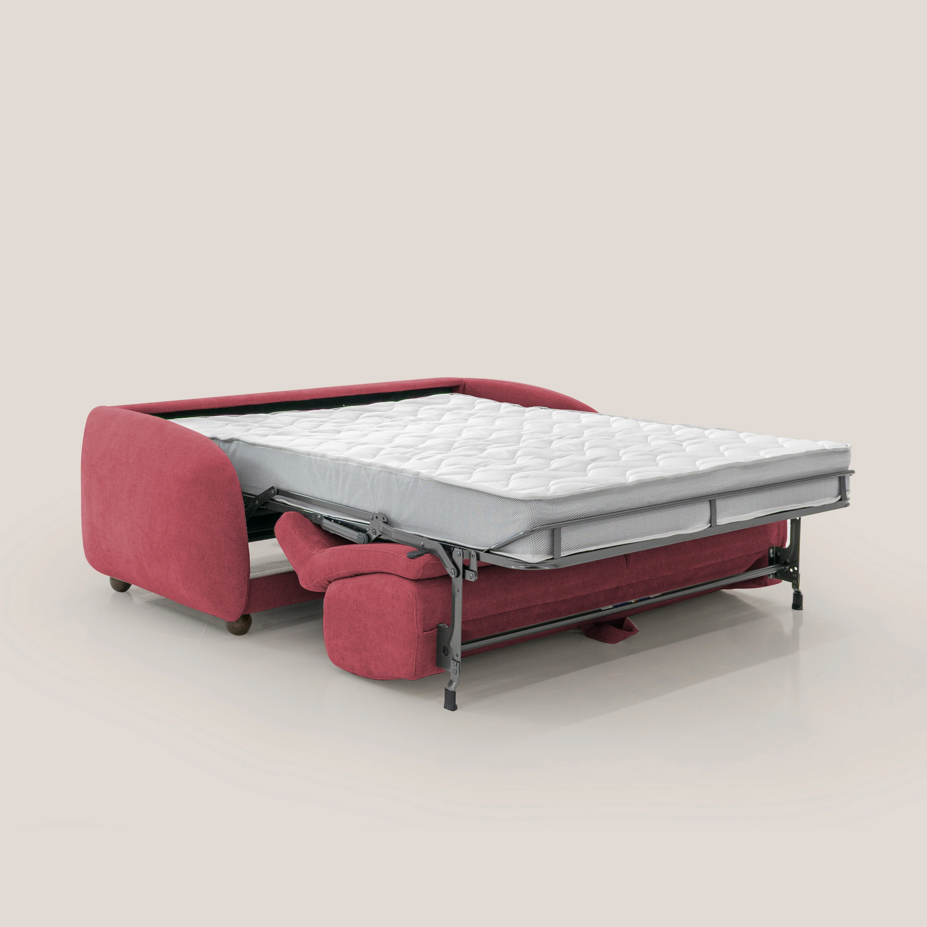 Giglio canapé convertible Japandi avec matelas H 18cm en bouclette imperméable T07 rouge - Image 2