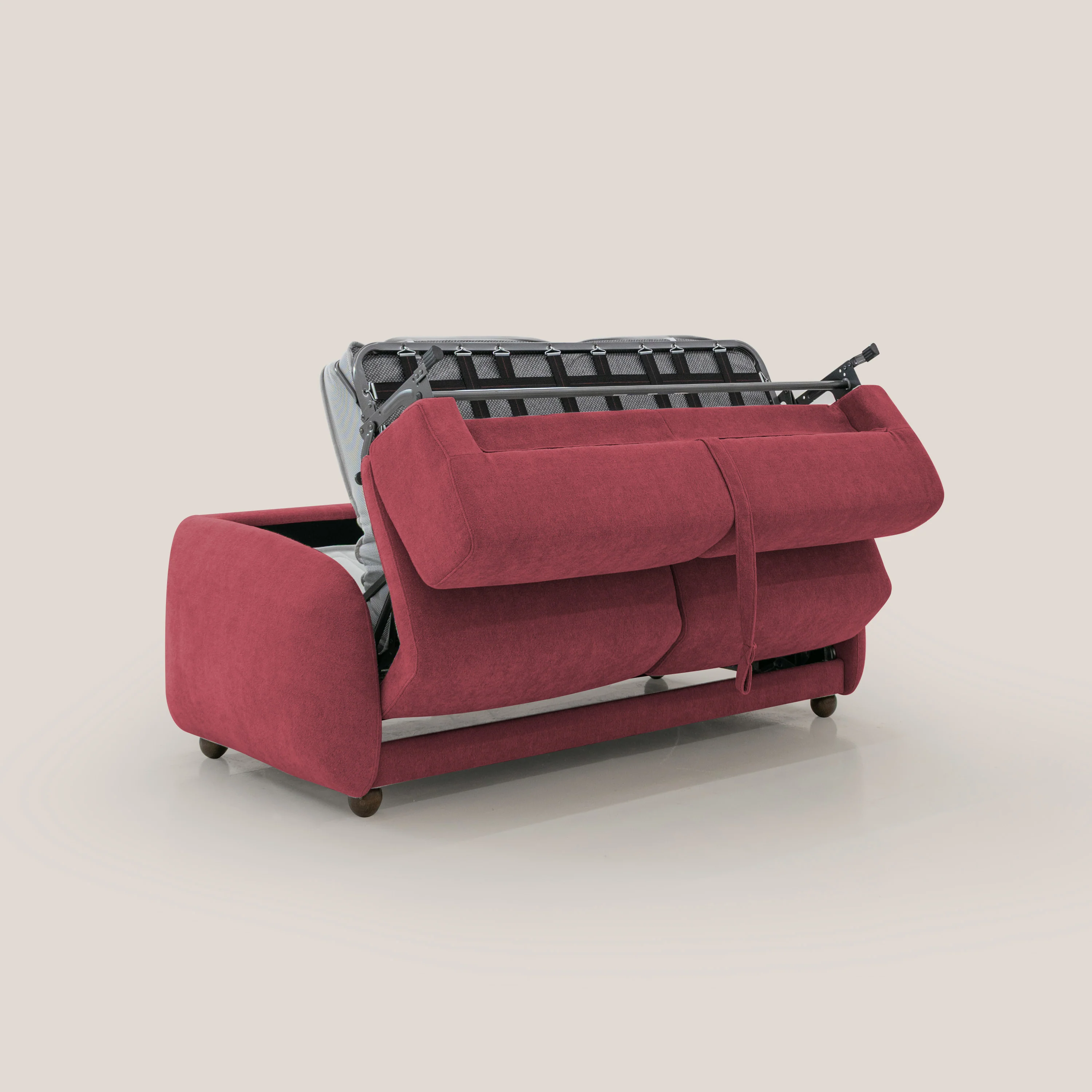 Giglio canapé convertible Japandi avec matelas H 18cm en bouclette imperméable T07 rouge - Image 3