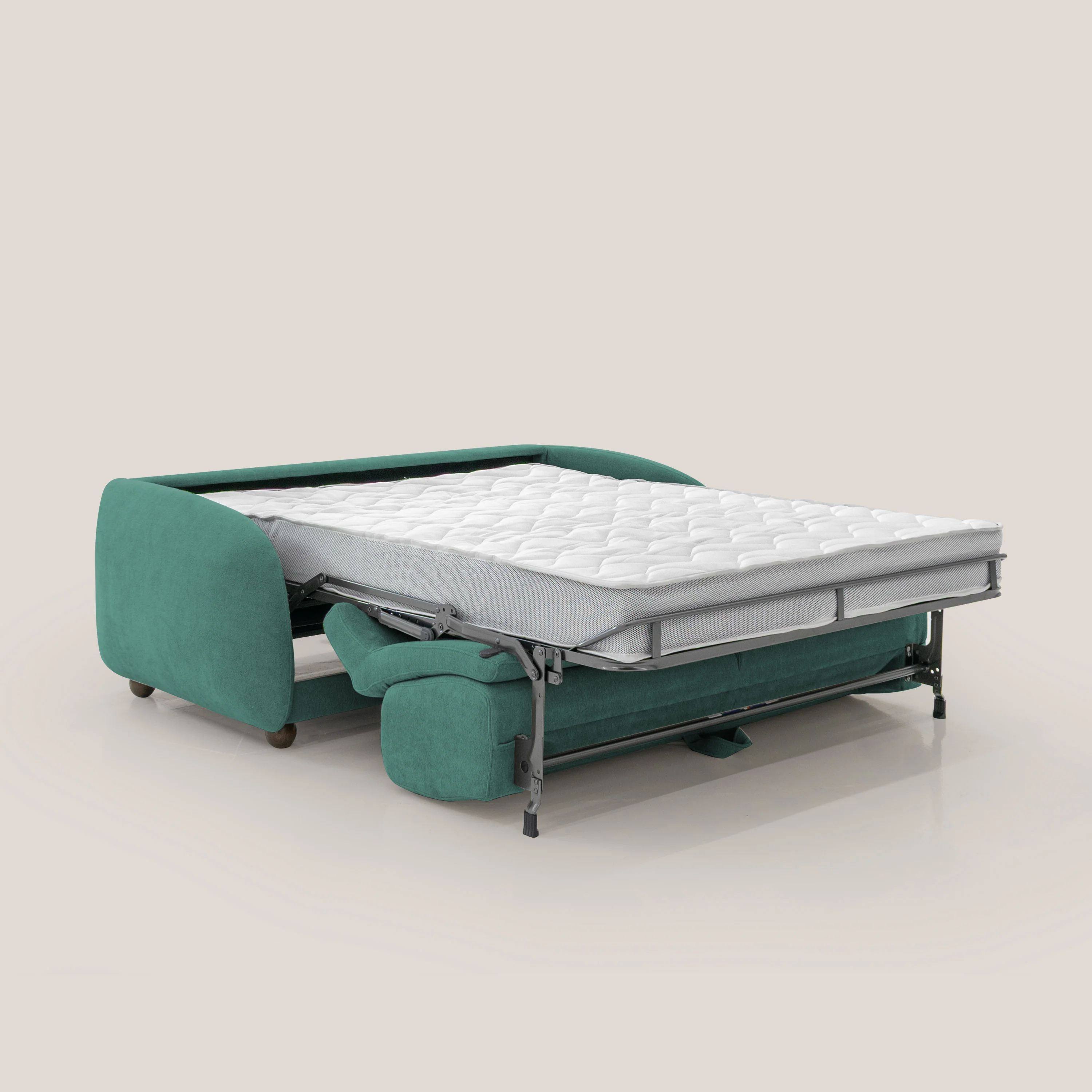 Giglio canapé convertible Japandi avec matelas H 18cm en bouclette imperméable T07 vert - Image 2