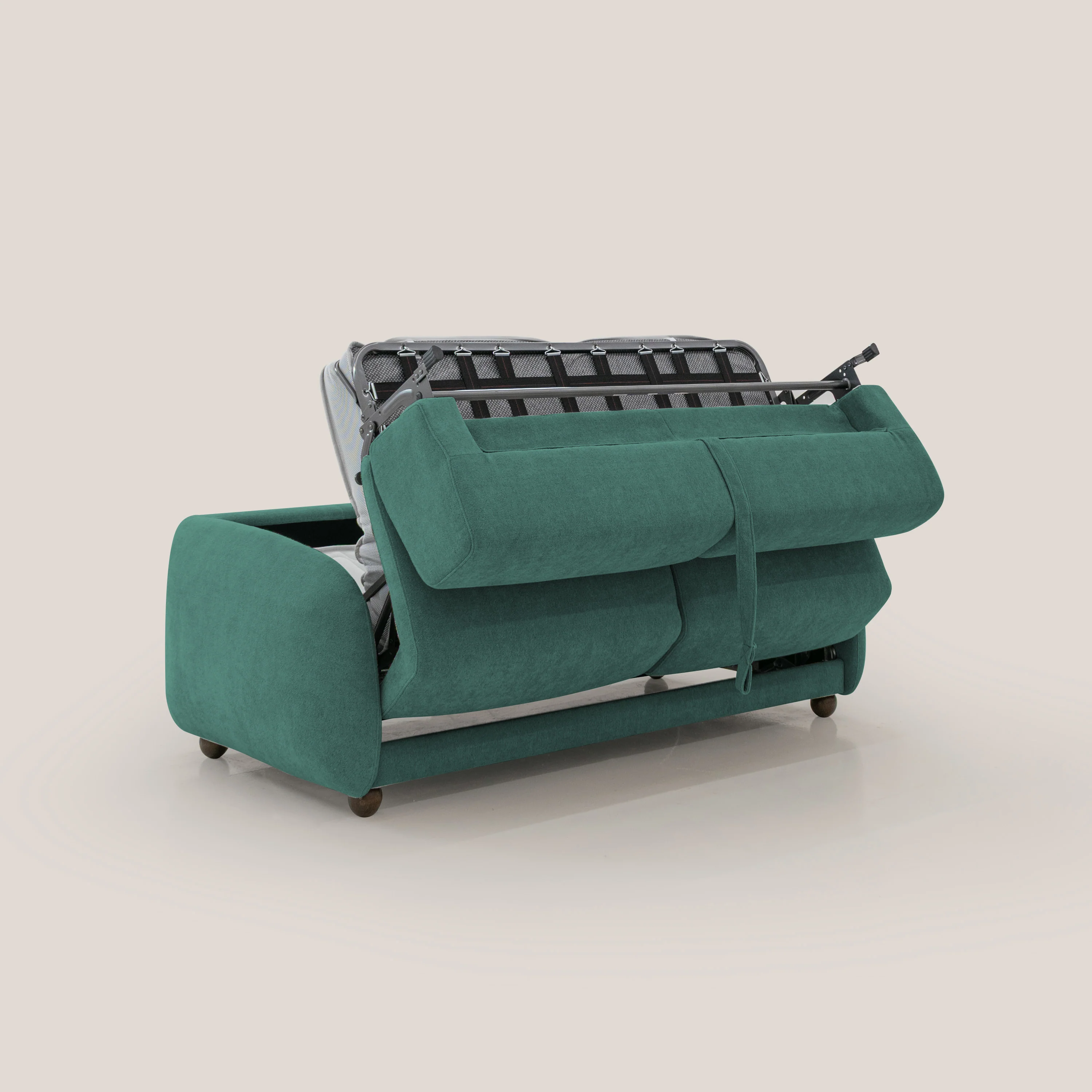 Giglio canapé convertible Japandi avec matelas H 18cm en bouclette imperméable T07 vert - Image 3