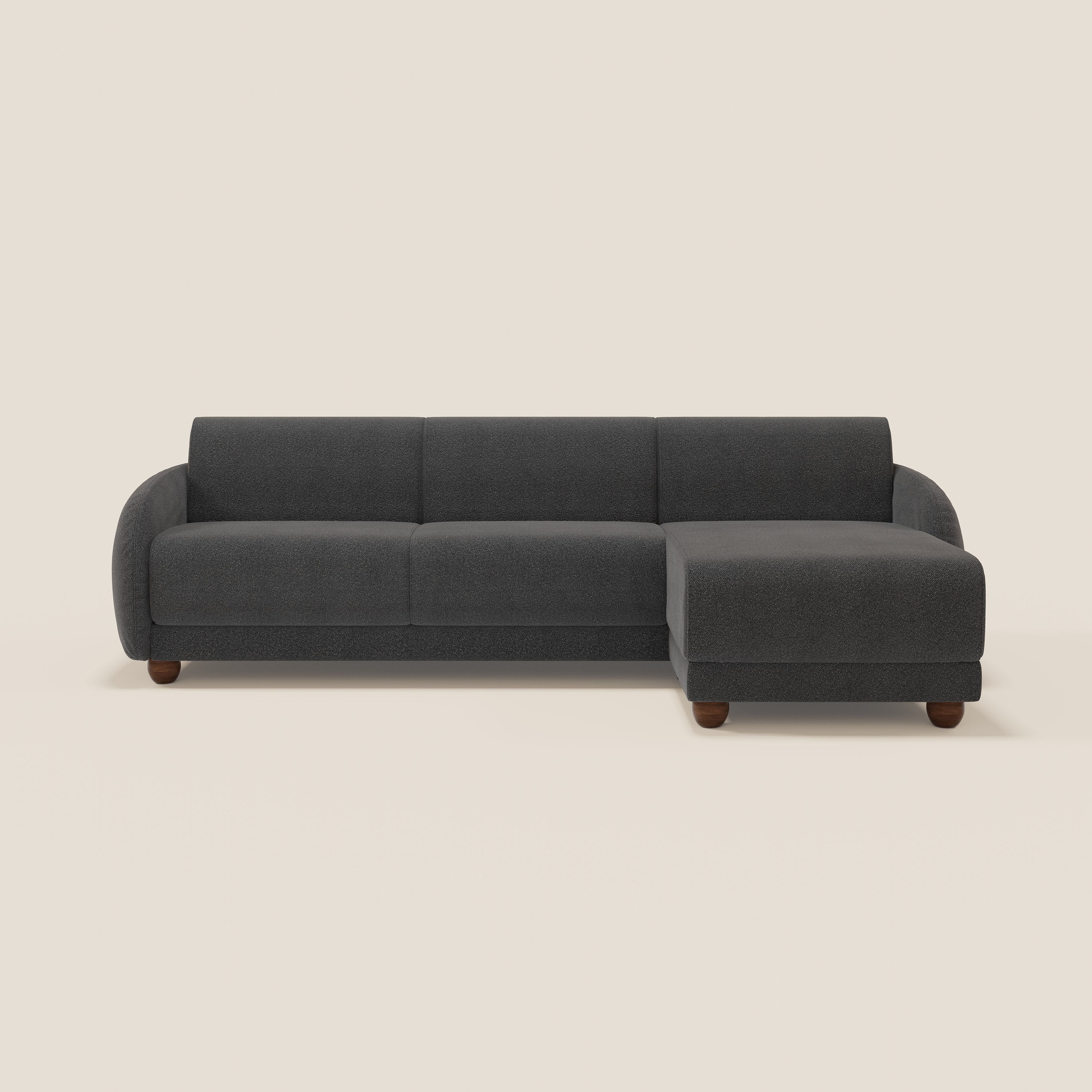 Giglio Canapé d'angle convertible avec matelas H18 cm et chaise longue coffre en bouclette douce T07 anthracite