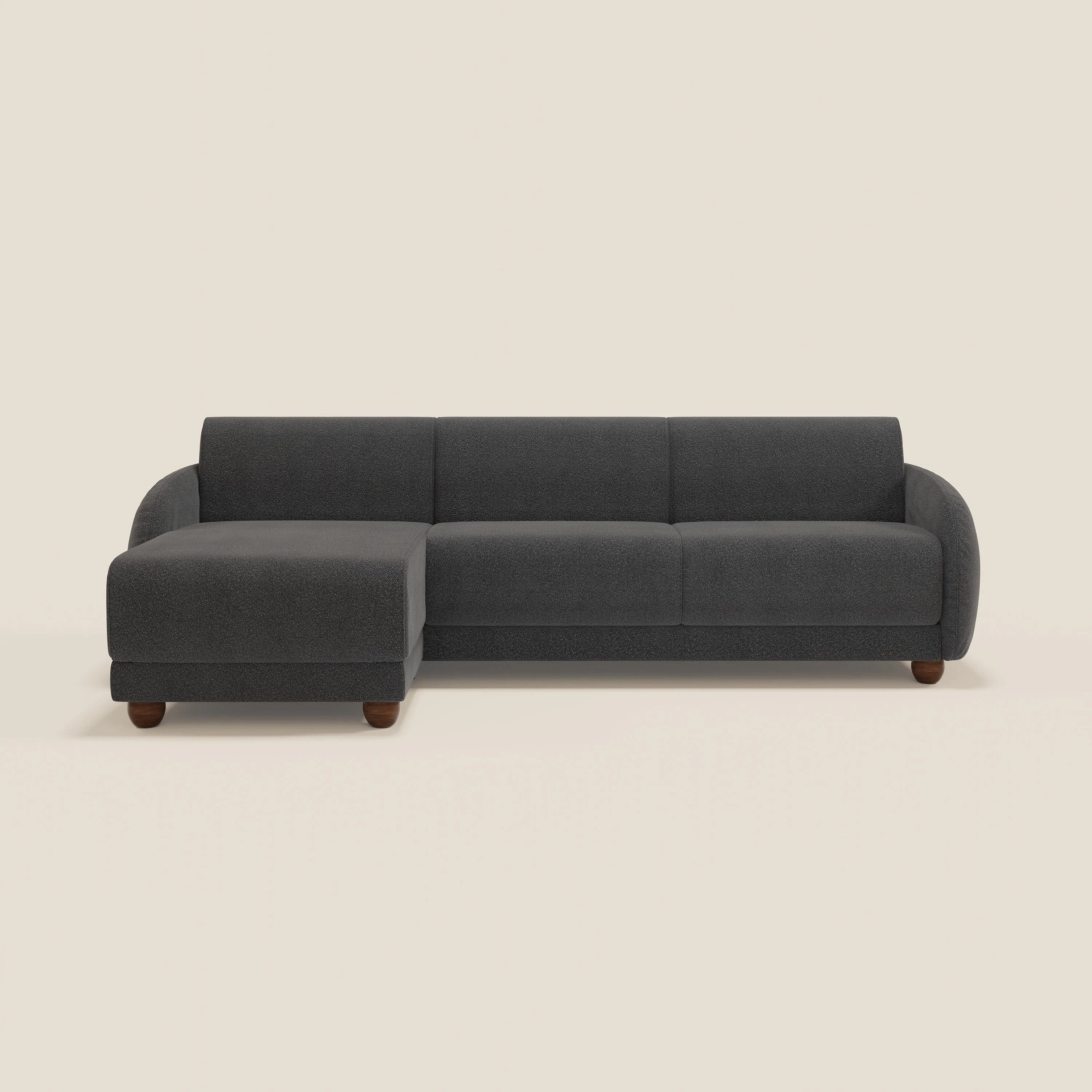 Giglio Canapé d'angle convertible avec matelas H18 cm et chaise longue coffre en bouclette douce T07 anthracite - Image 12
