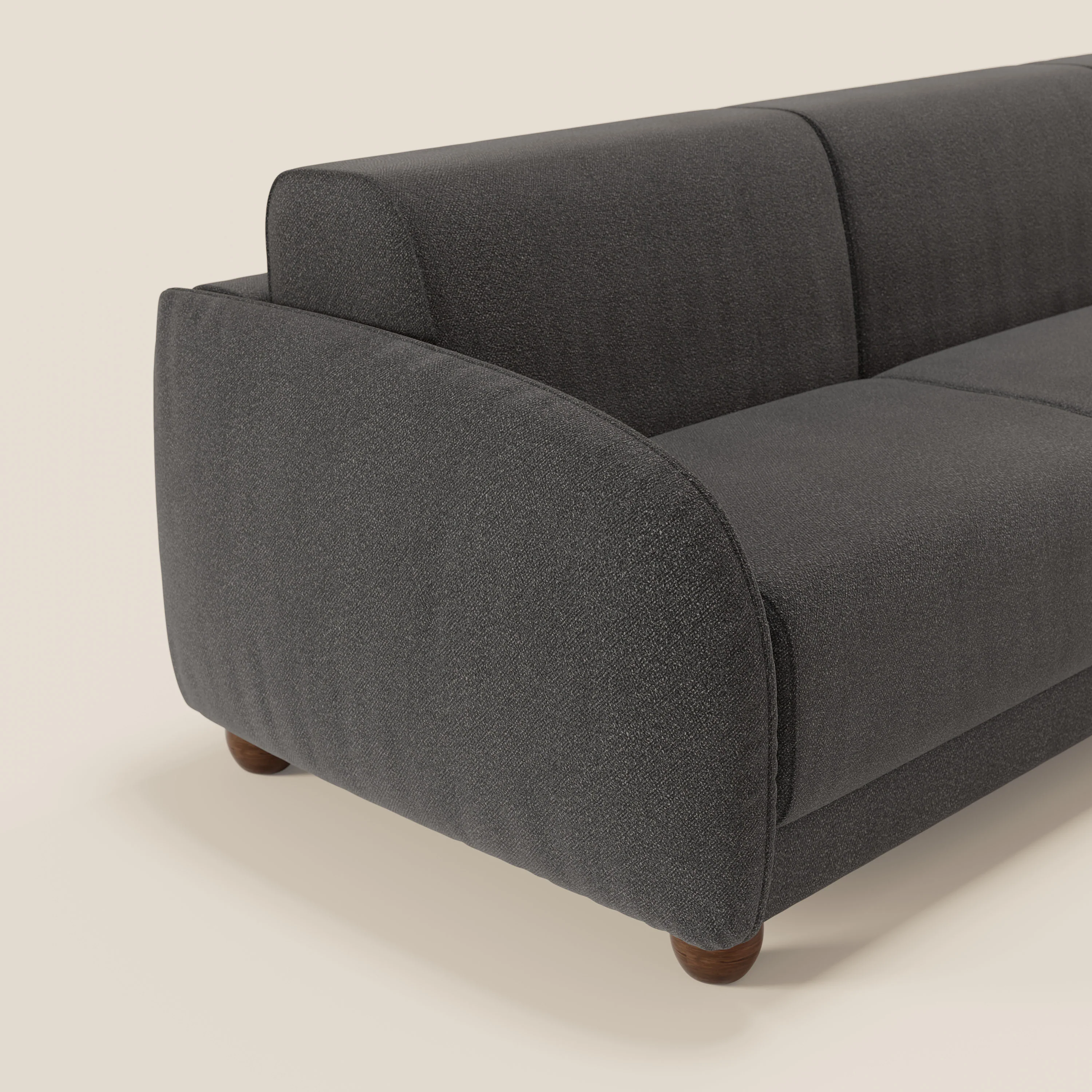 Giglio Canapé d'angle convertible avec matelas H18 cm et chaise longue coffre en bouclette douce T07 anthracite - Image 4