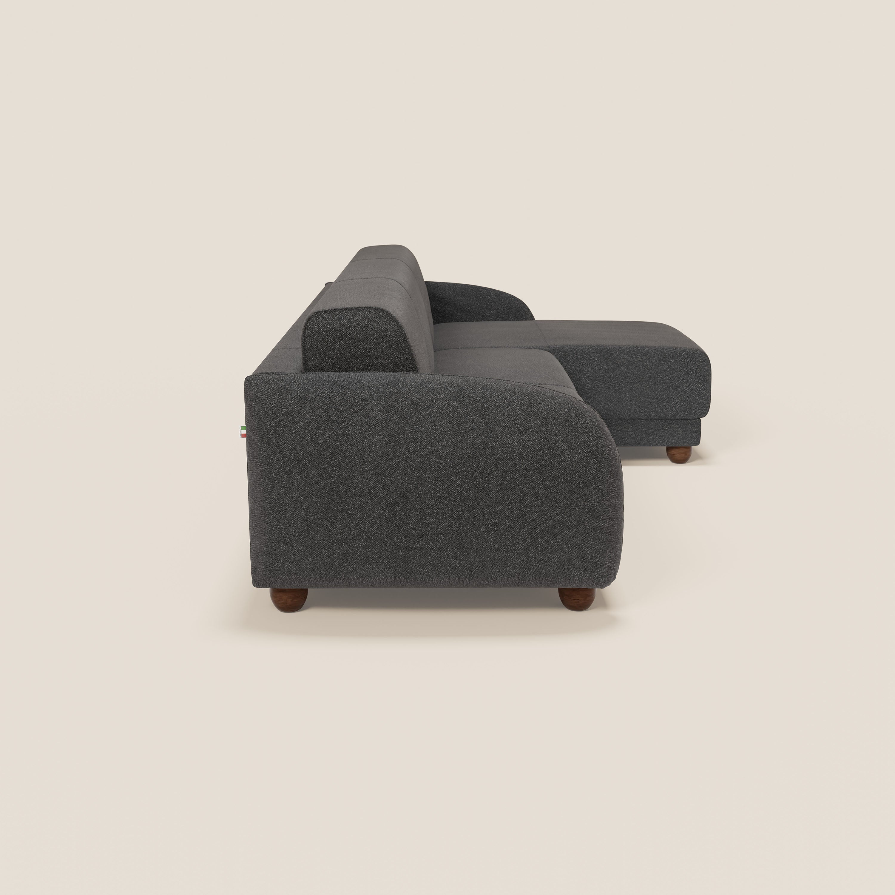 Giglio Canapé d'angle convertible avec matelas H18 cm et chaise longue coffre en bouclette douce T07 anthracite - Image 6