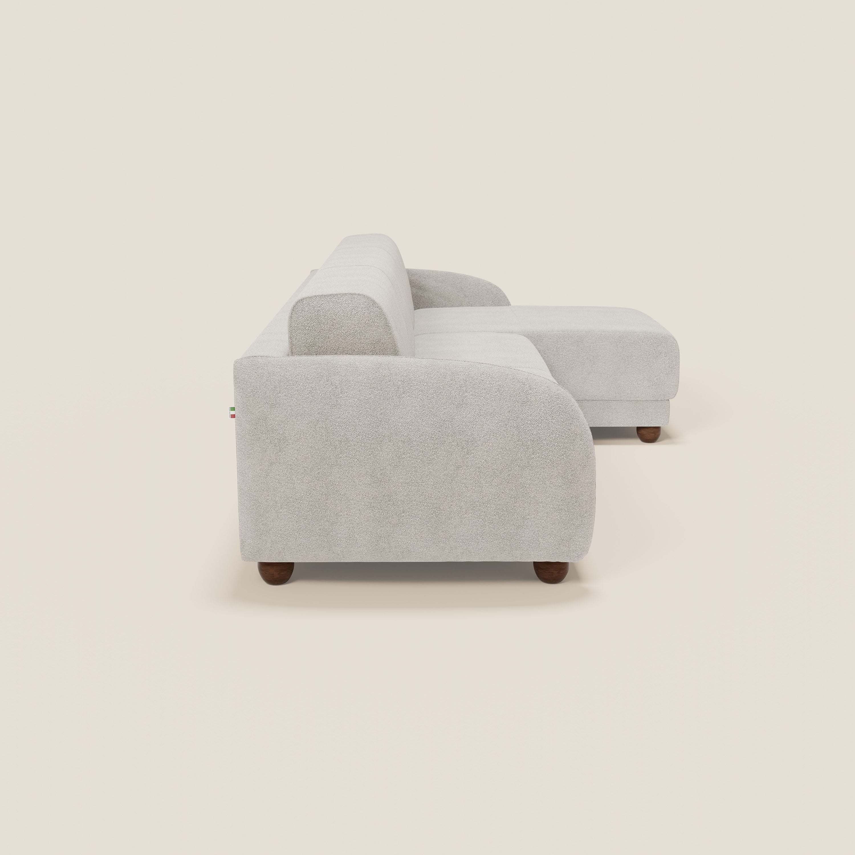 Giglio Canapé d'angle convertible avec matelas H18 cm et chaise longue coffre en bouclette douce T07 blanc - Image 6