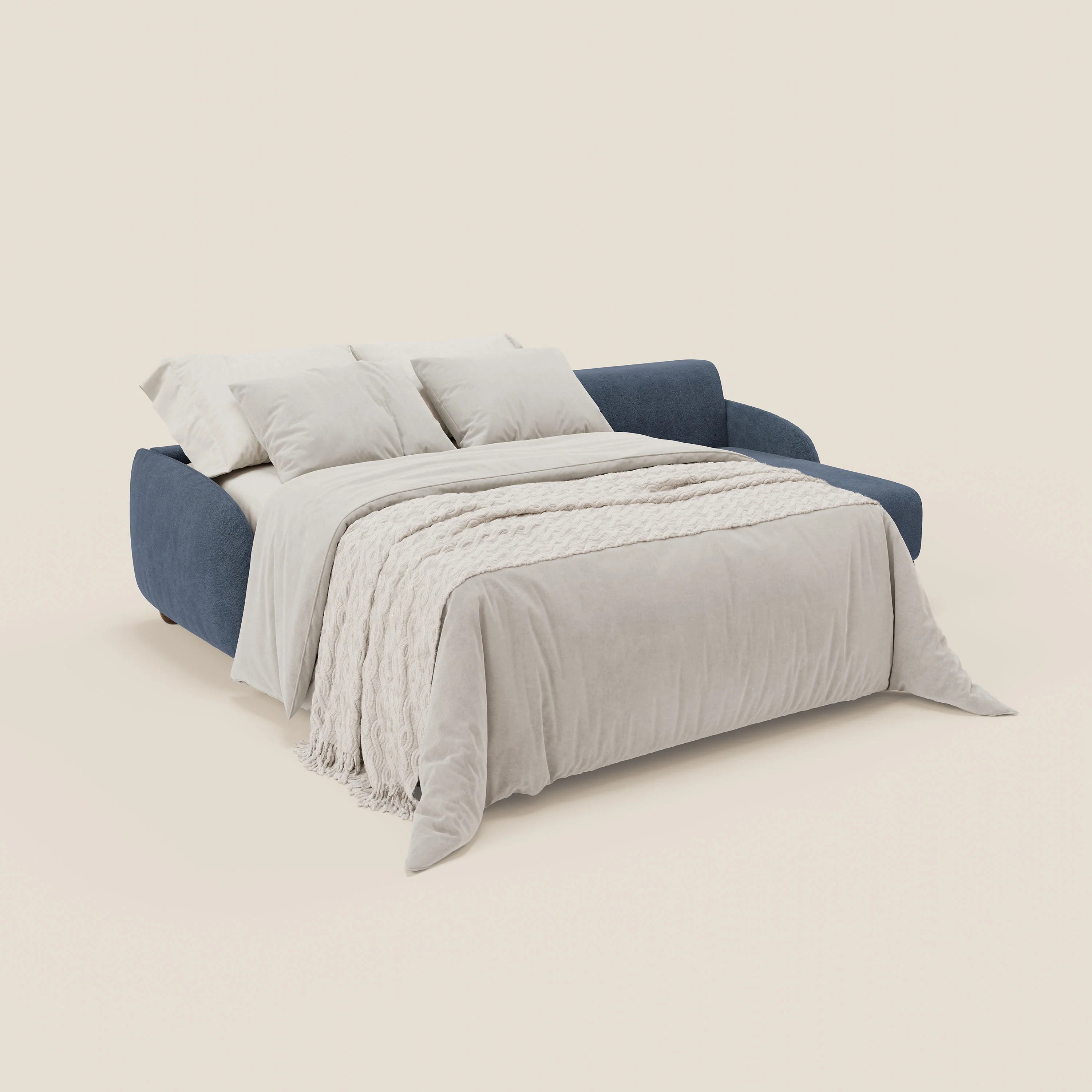 Giglio Canapé d'angle convertible avec matelas H18 cm et chaise longue coffre en bouclette douce T07 bleu - Image 2
