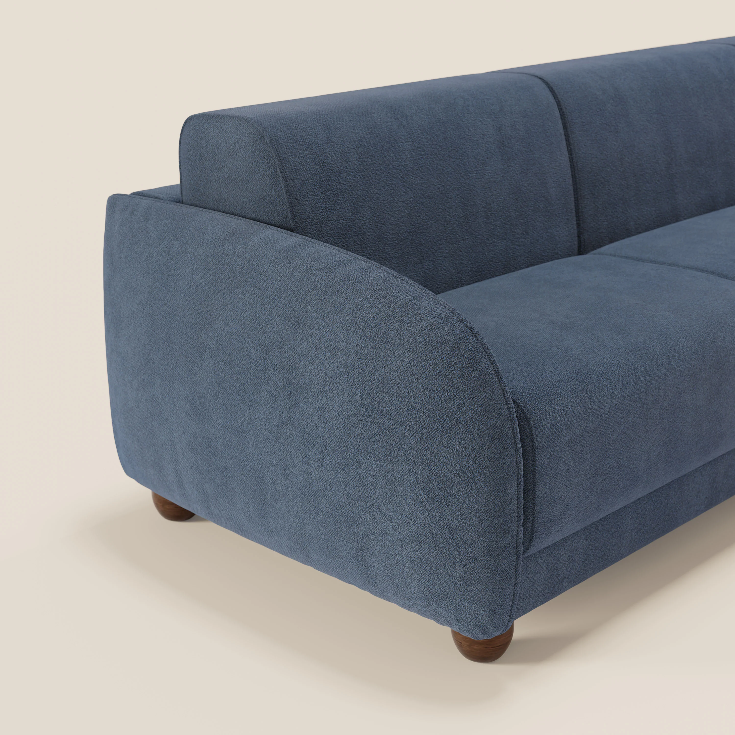 Giglio Canapé d'angle convertible avec matelas H18 cm et chaise longue coffre en bouclette douce T07 bleu - Image 4