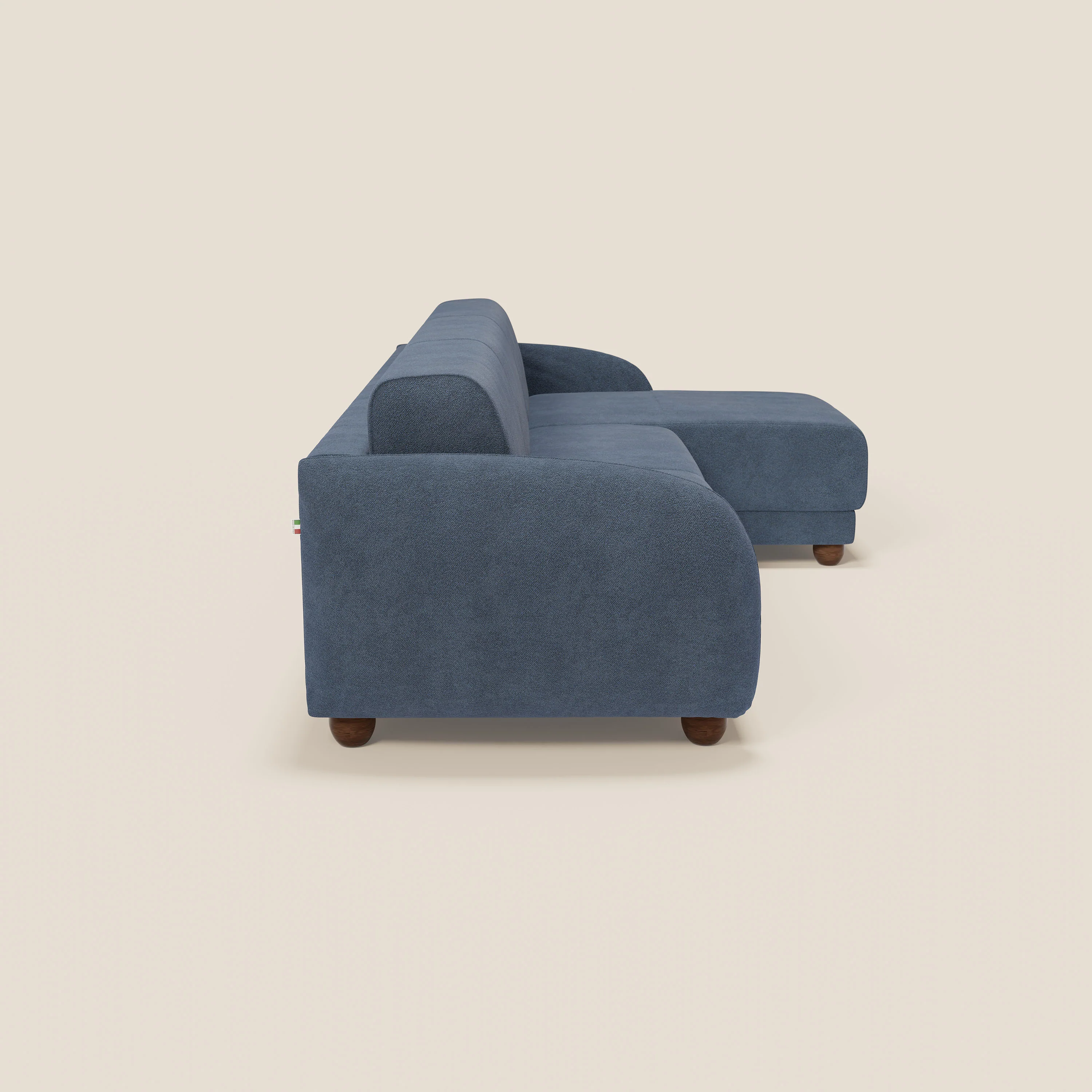 Giglio Canapé d'angle convertible avec matelas H18 cm et chaise longue coffre en bouclette douce T07 bleu - Image 6