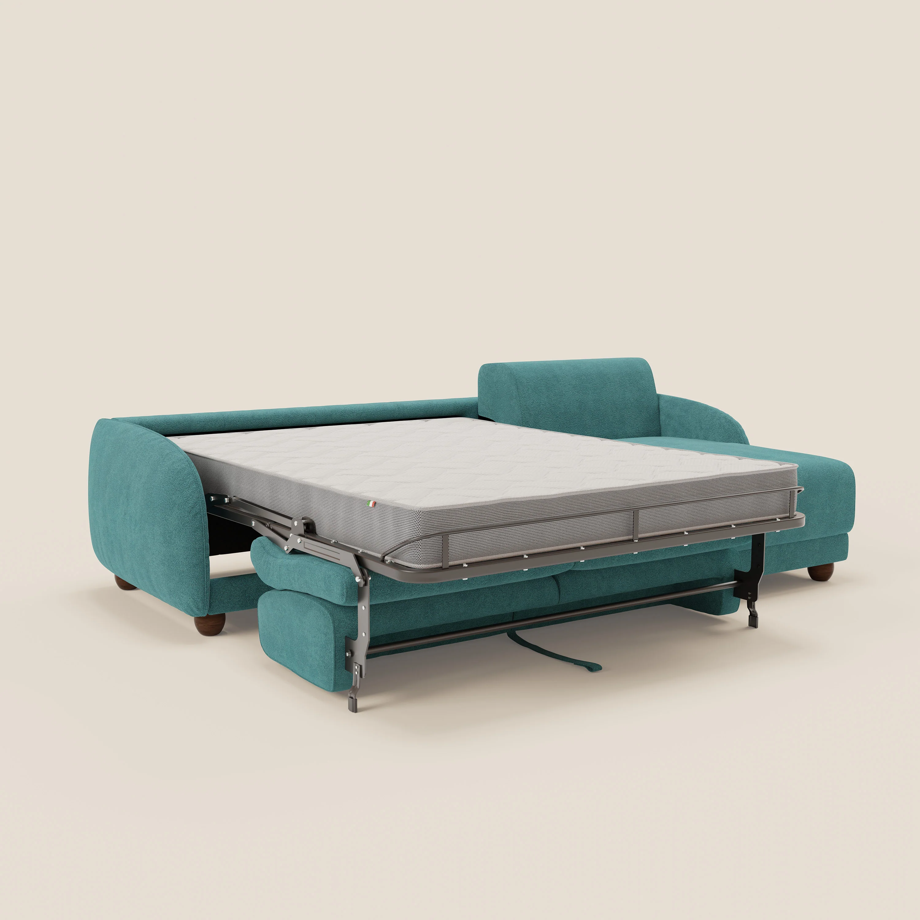Giglio Canapé d'angle convertible avec matelas H18 cm et chaise longue coffre en bouclette douce T07 bleu ciel - Image 11