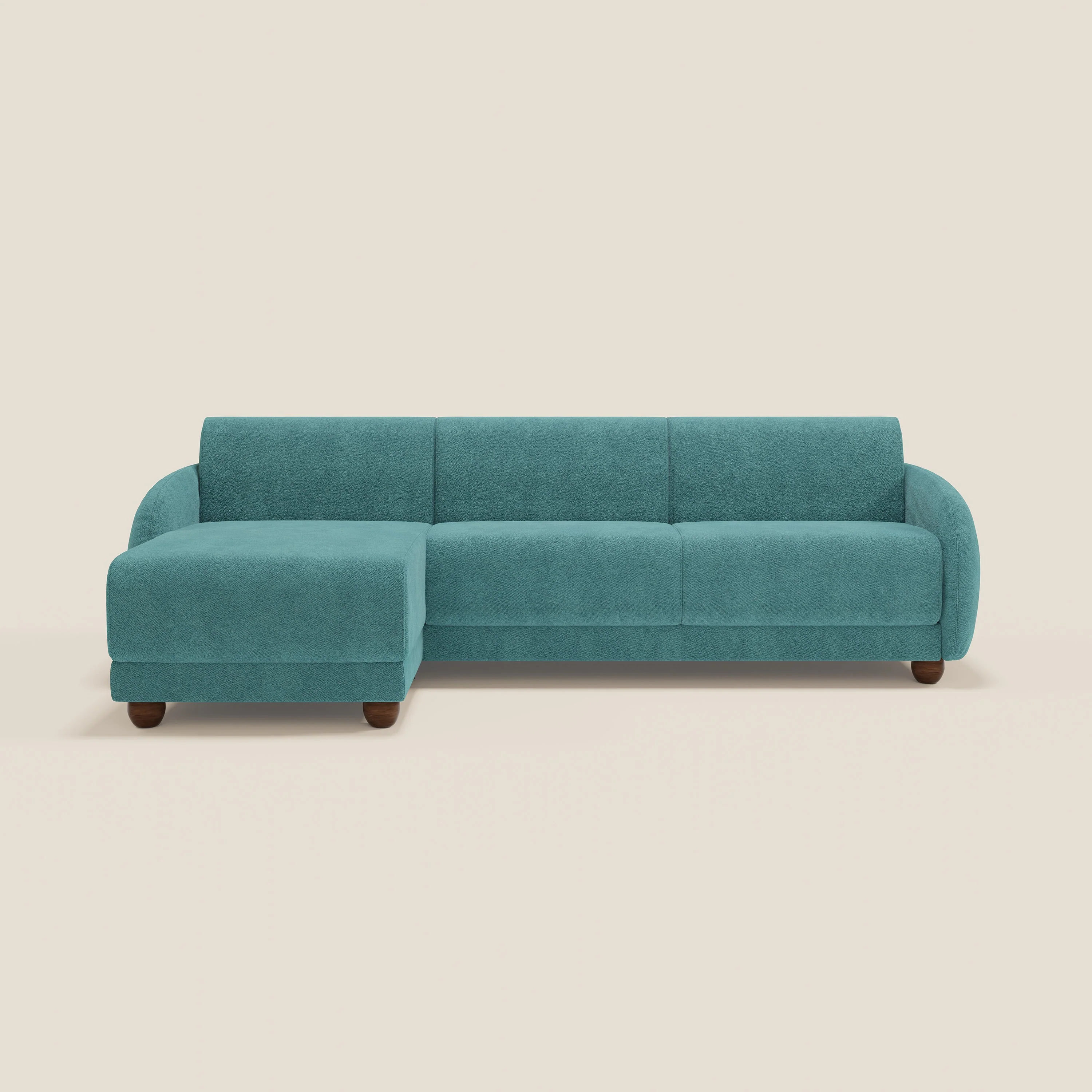 Giglio Canapé d'angle convertible avec matelas H18 cm et chaise longue coffre en bouclette douce T07 bleu ciel - Image 12