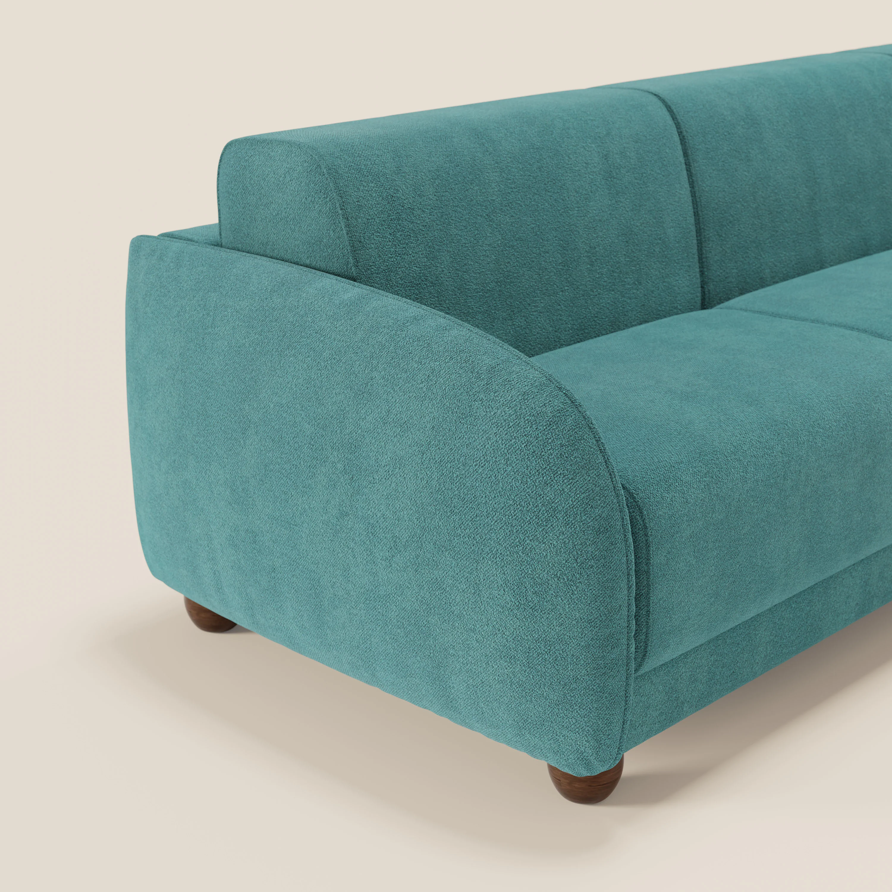 Giglio Canapé d'angle convertible avec matelas H18 cm et chaise longue coffre en bouclette douce T07 bleu ciel - Image 4