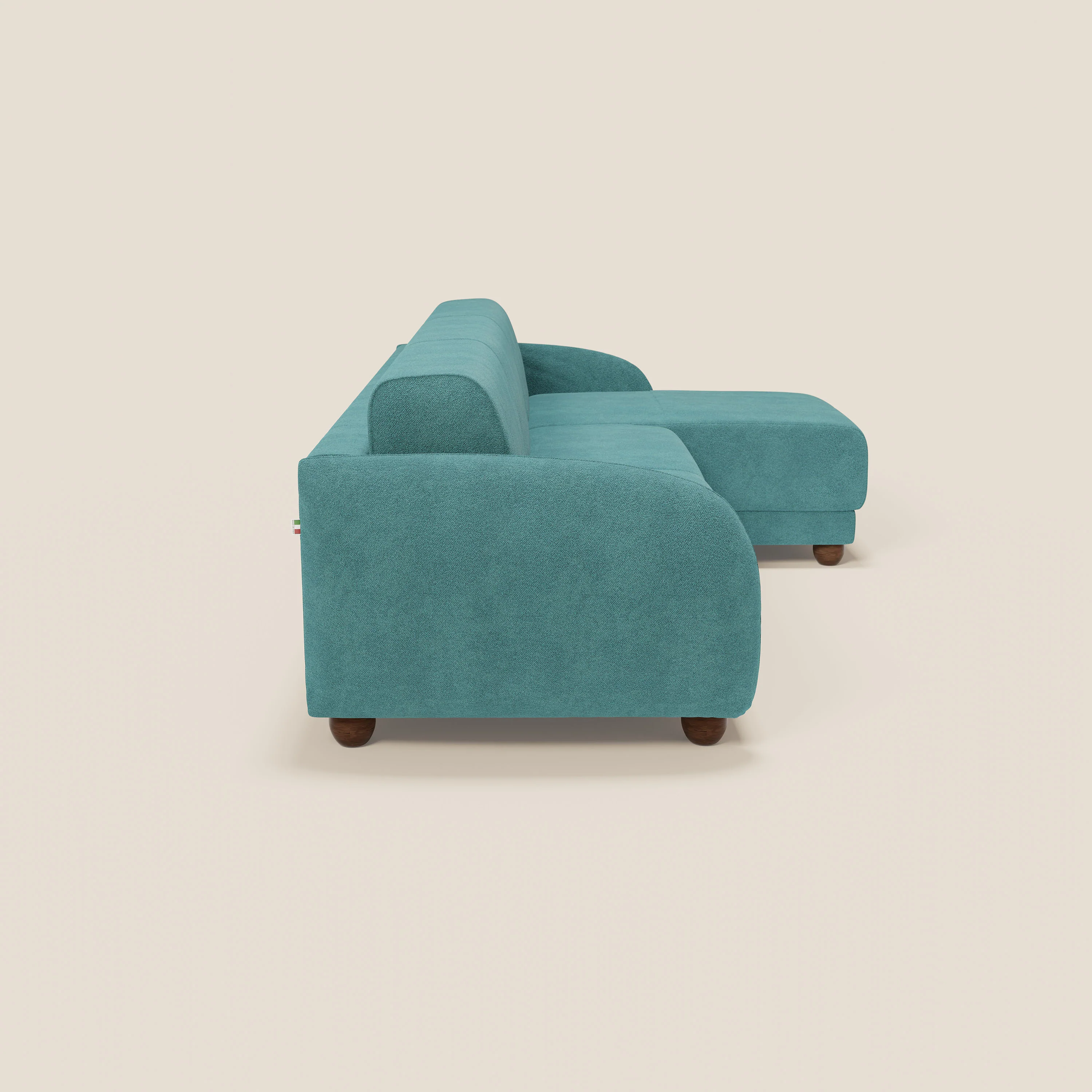 Giglio Canapé d'angle convertible avec matelas H18 cm et chaise longue coffre en bouclette douce T07 bleu ciel - Image 6