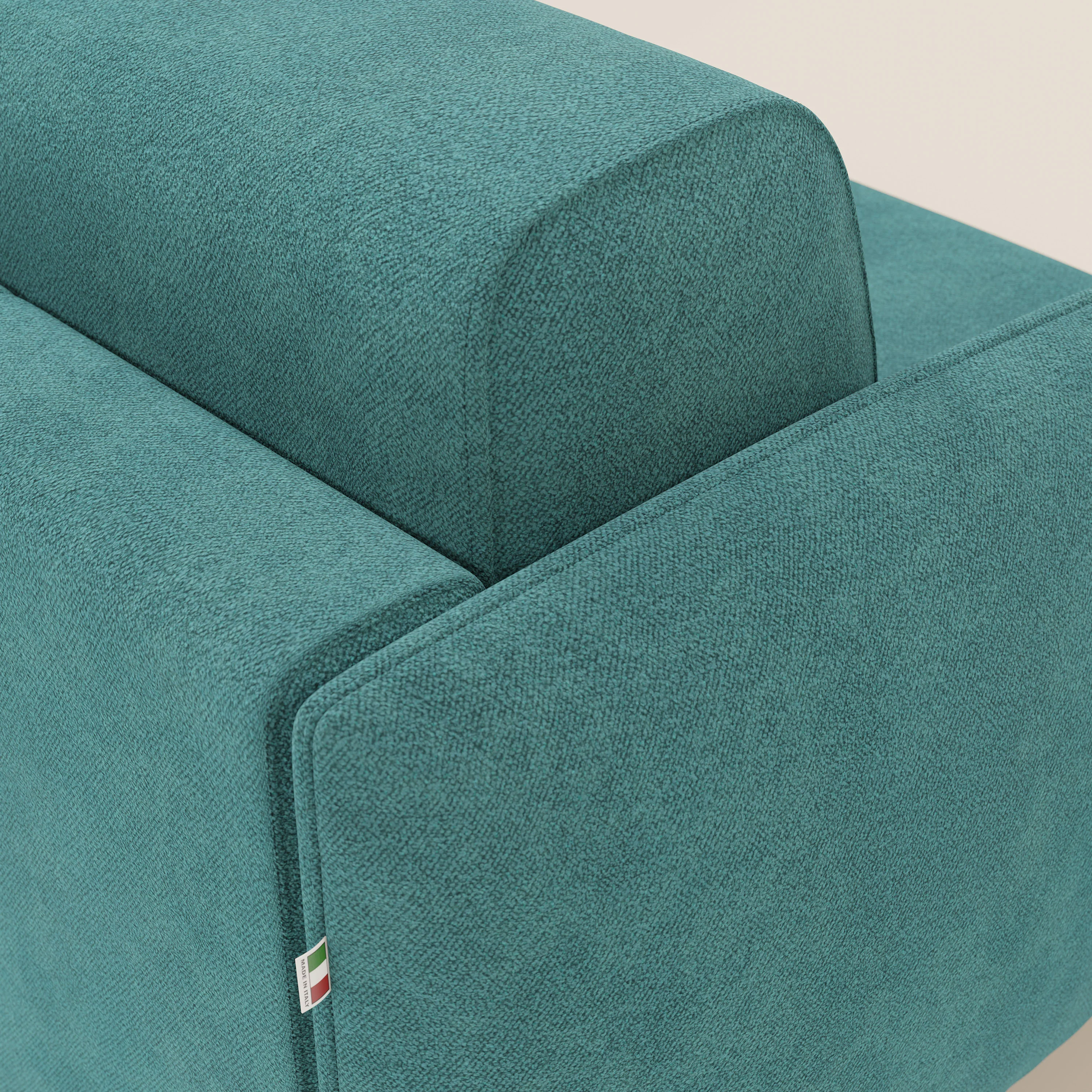 Giglio Canapé d'angle convertible avec matelas H18 cm et chaise longue coffre en bouclette douce T07 bleu ciel - Image 8