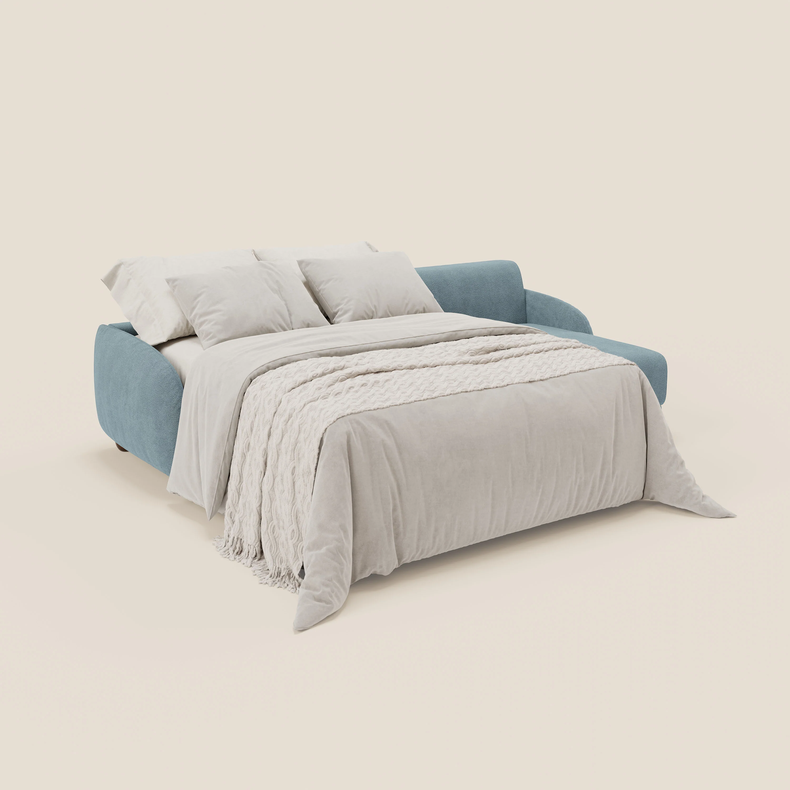 Giglio Canapé d'angle convertible avec matelas H18 cm et chaise longue coffre en bouclette douce T07 bleu pastel - Image 2