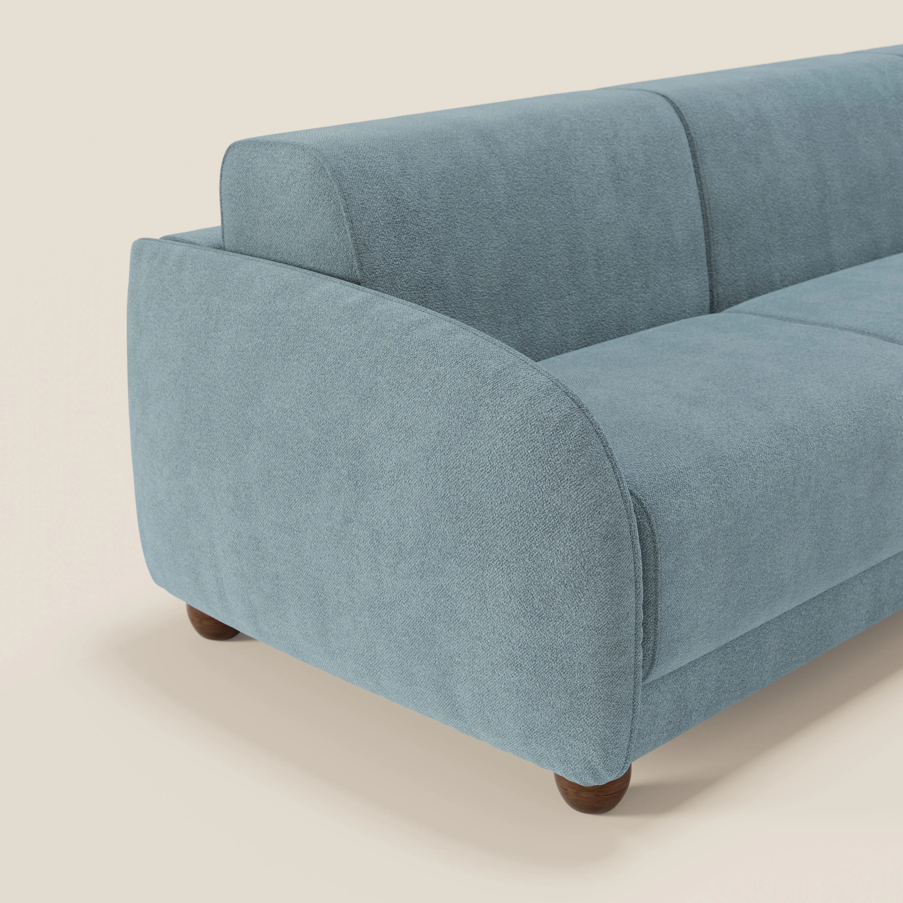 Giglio Canapé d'angle convertible avec matelas H18 cm et chaise longue coffre en bouclette douce T07 bleu pastel - Image 4