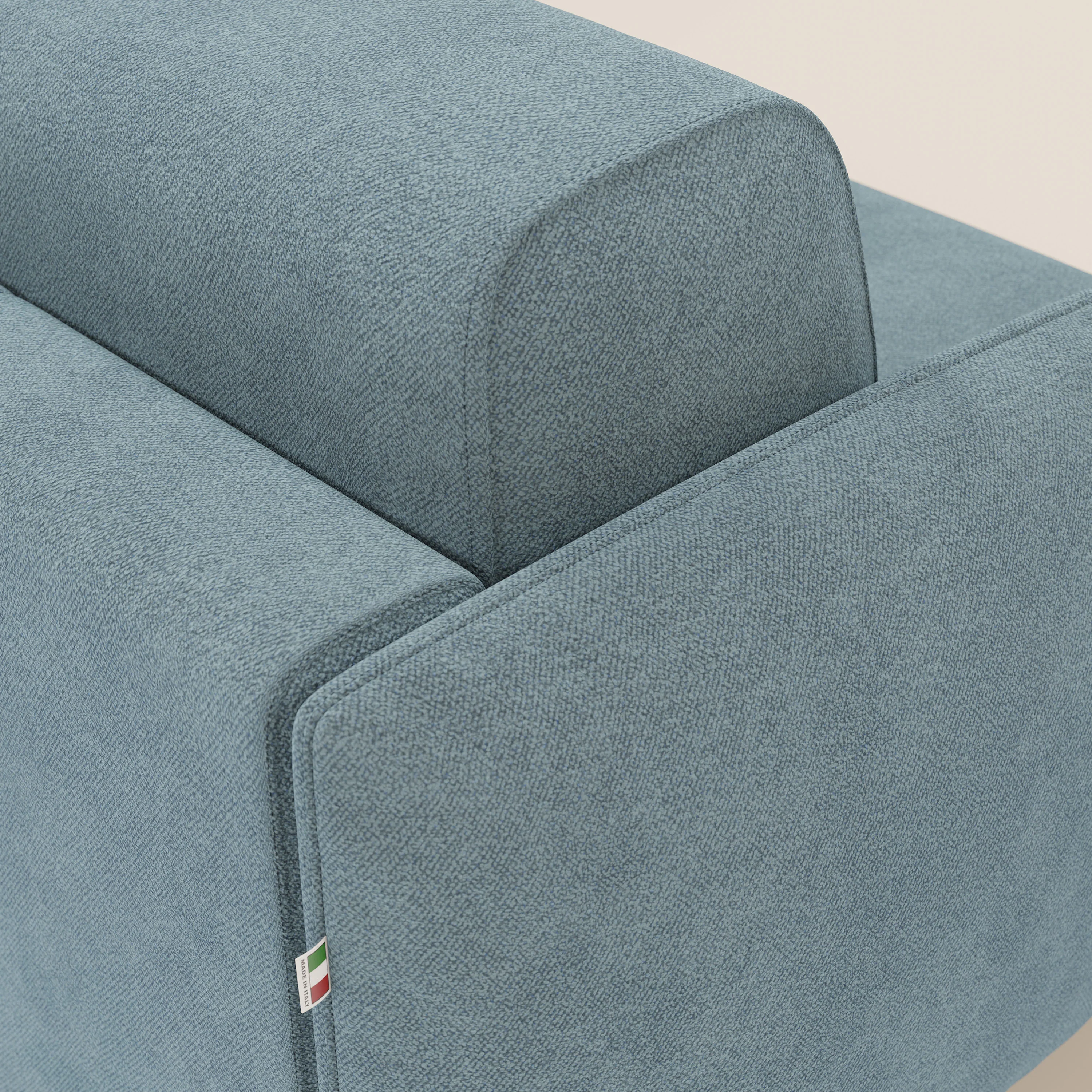 Giglio Canapé d'angle convertible avec matelas H18 cm et chaise longue coffre en bouclette douce T07 bleu pastel - Image 8