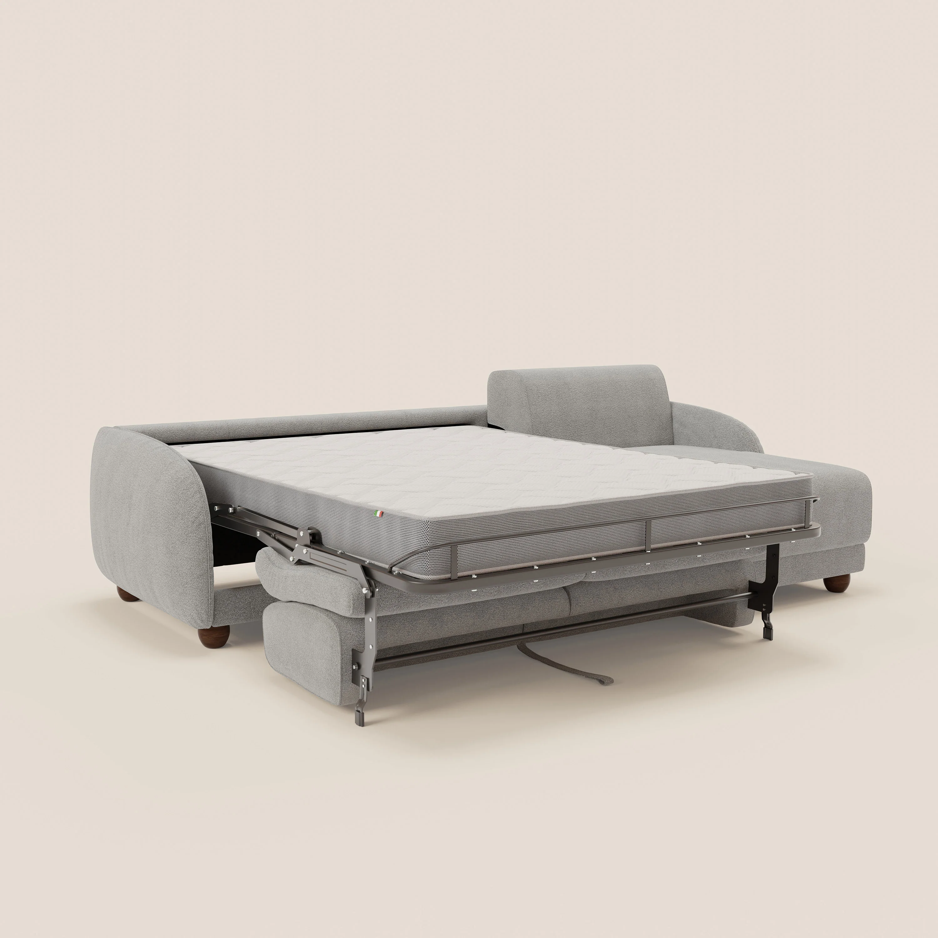 Giglio Canapé d'angle convertible avec matelas H18 cm et chaise longue coffre en bouclette douce T07 gris - Image 11