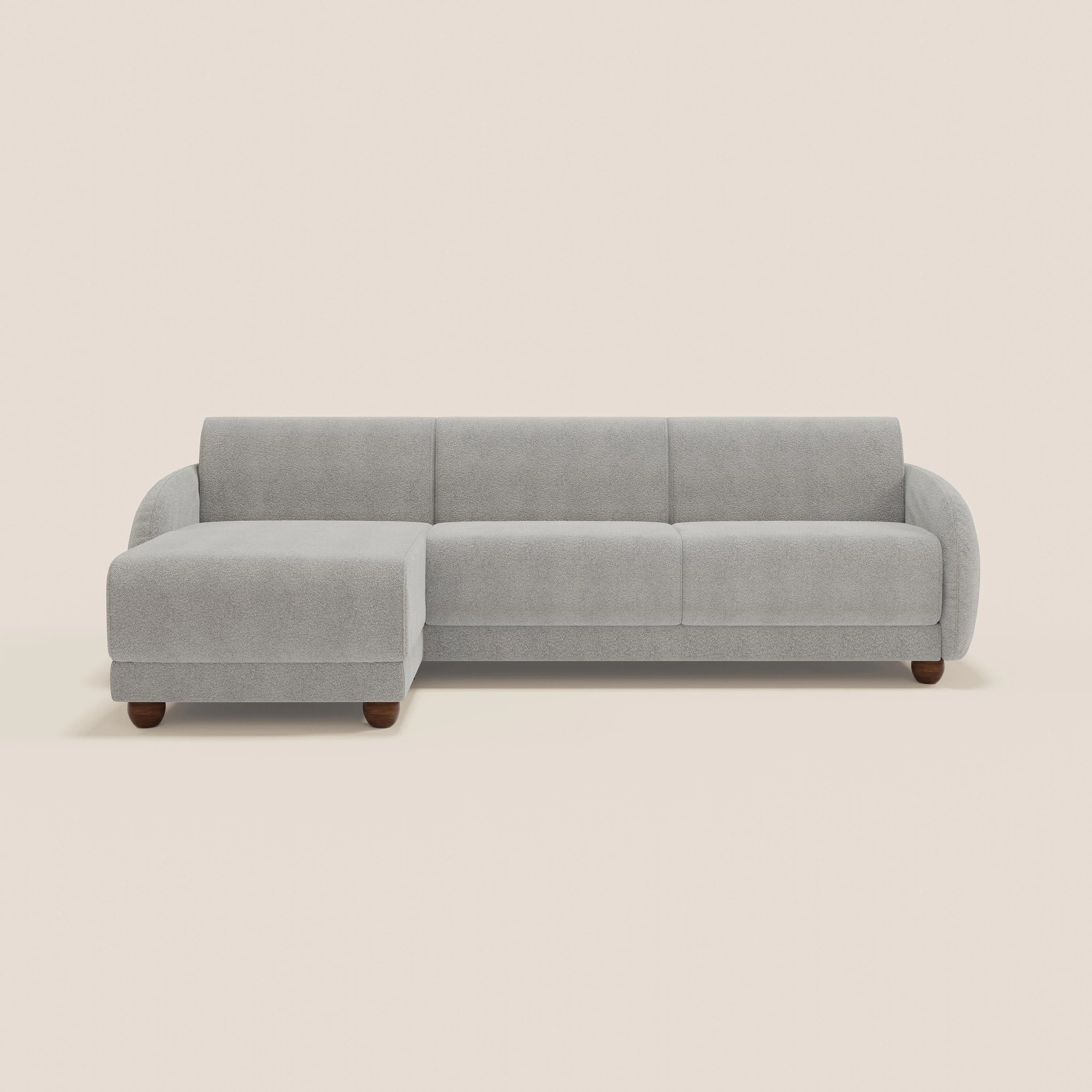 Giglio Canapé d'angle convertible avec matelas H18 cm et chaise longue coffre en bouclette douce T07 gris - Image 12