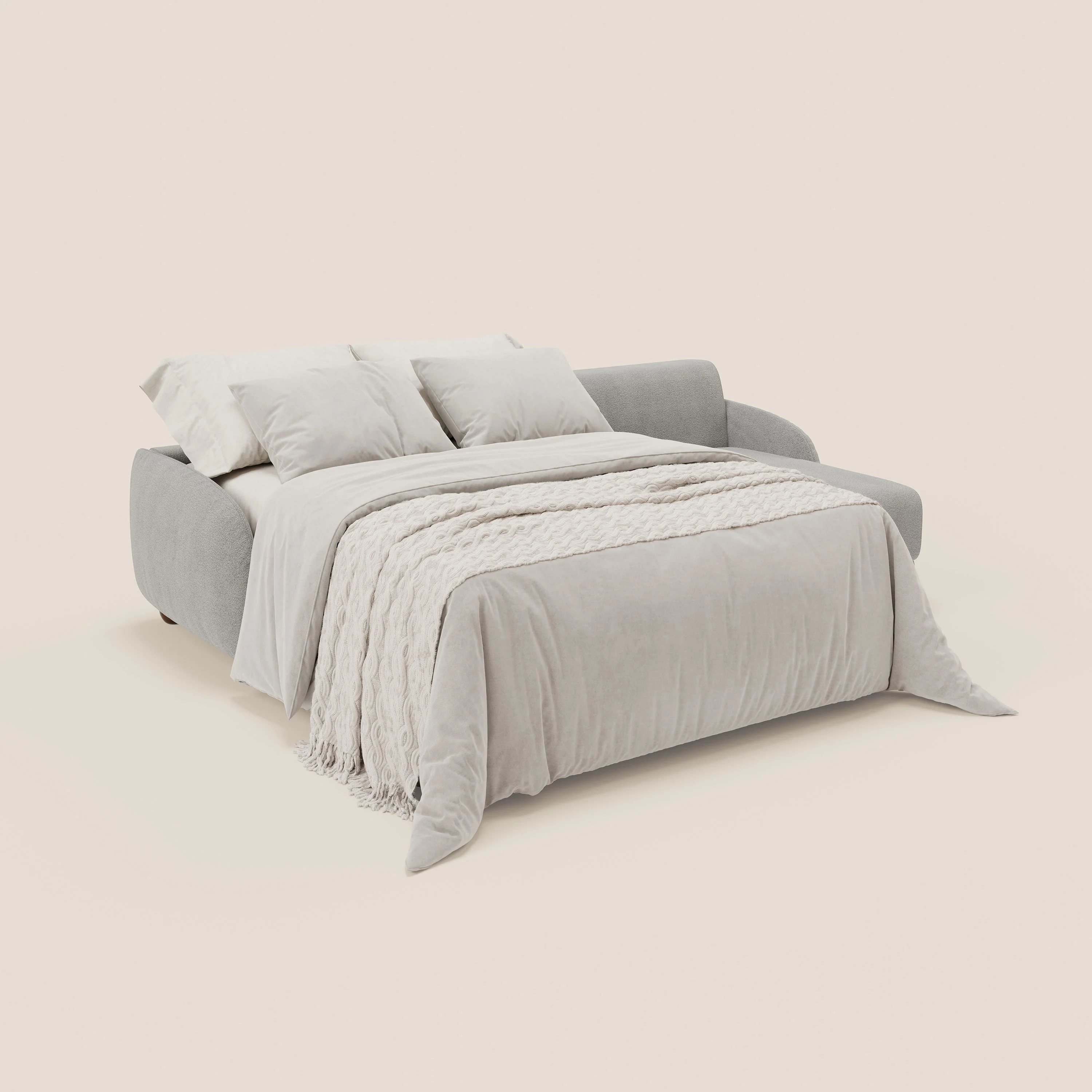 Giglio Canapé d'angle convertible avec matelas H18 cm et chaise longue coffre en bouclette douce T07 gris - Image 2