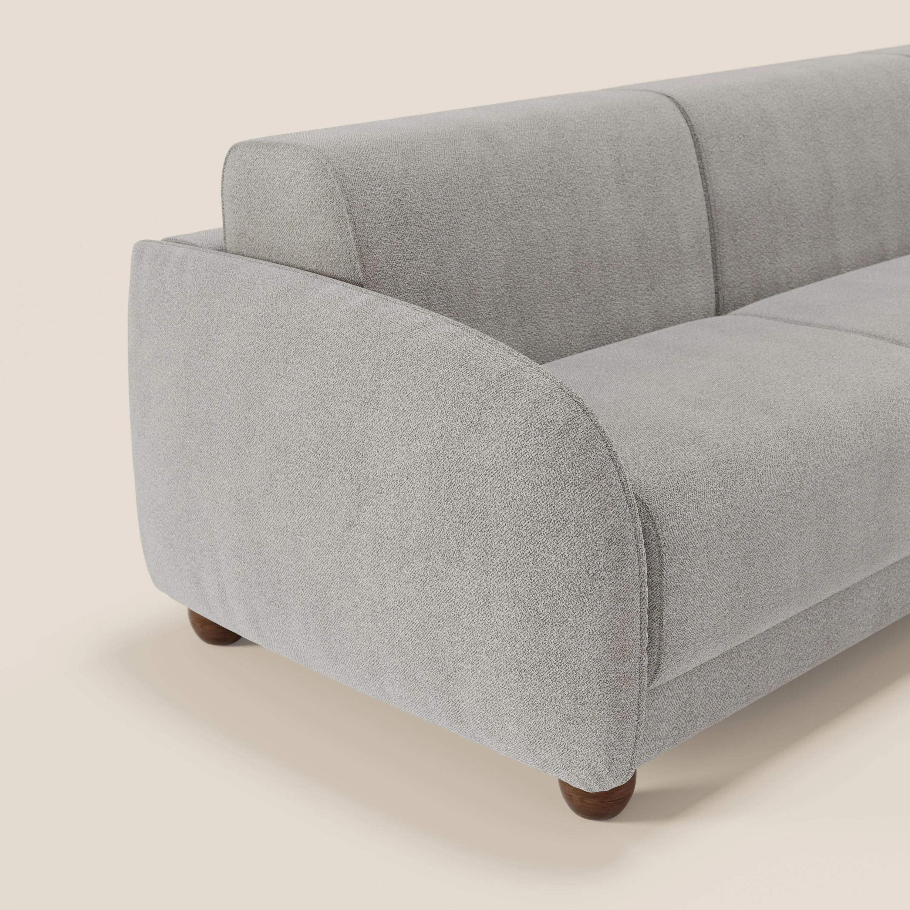 Giglio Canapé d'angle convertible avec matelas H18 cm et chaise longue coffre en bouclette douce T07 gris - Image 4