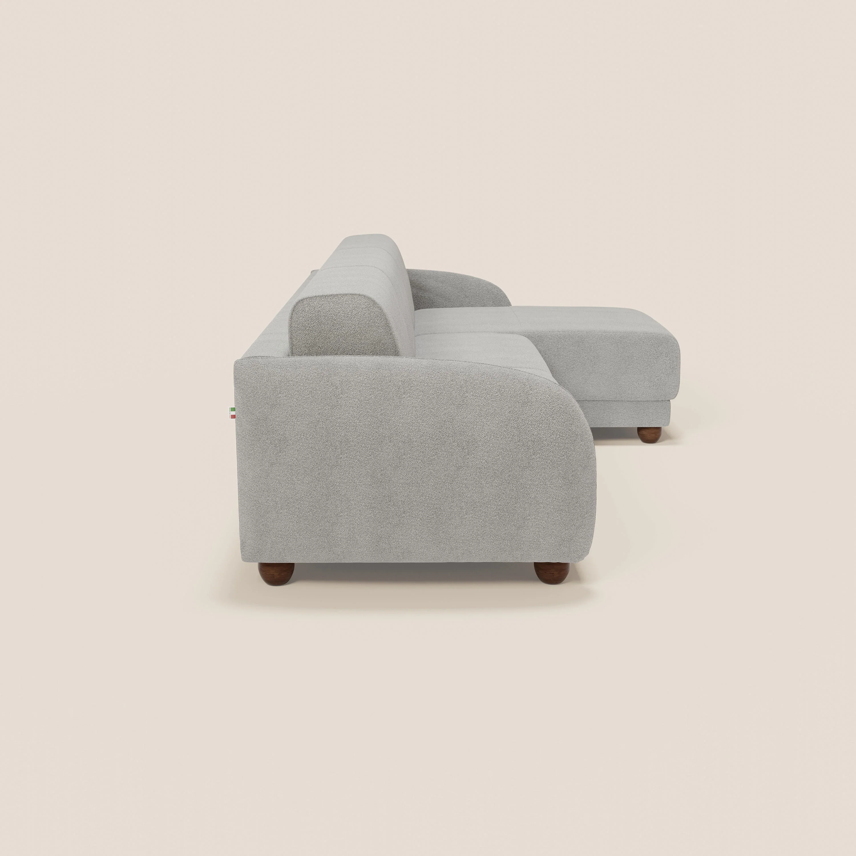 Giglio Canapé d'angle convertible avec matelas H18 cm et chaise longue coffre en bouclette douce T07 gris - Image 6