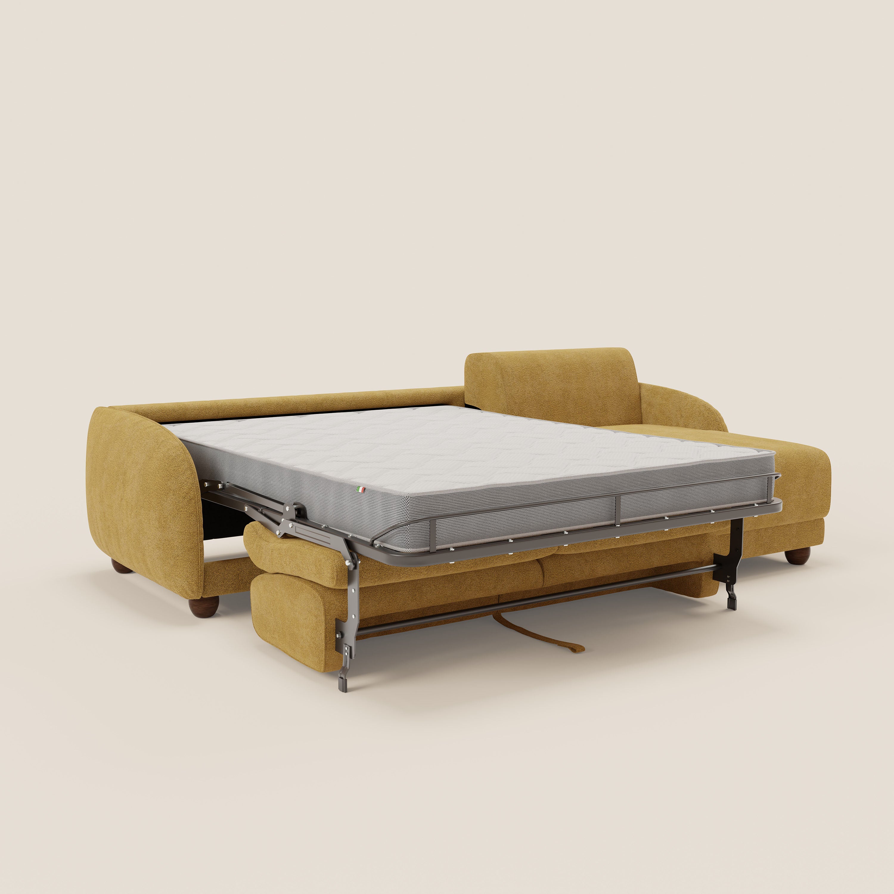 Giglio Canapé d'angle convertible avec matelas H18 cm et chaise longue coffre en bouclette douce T07 jaune - Image 11