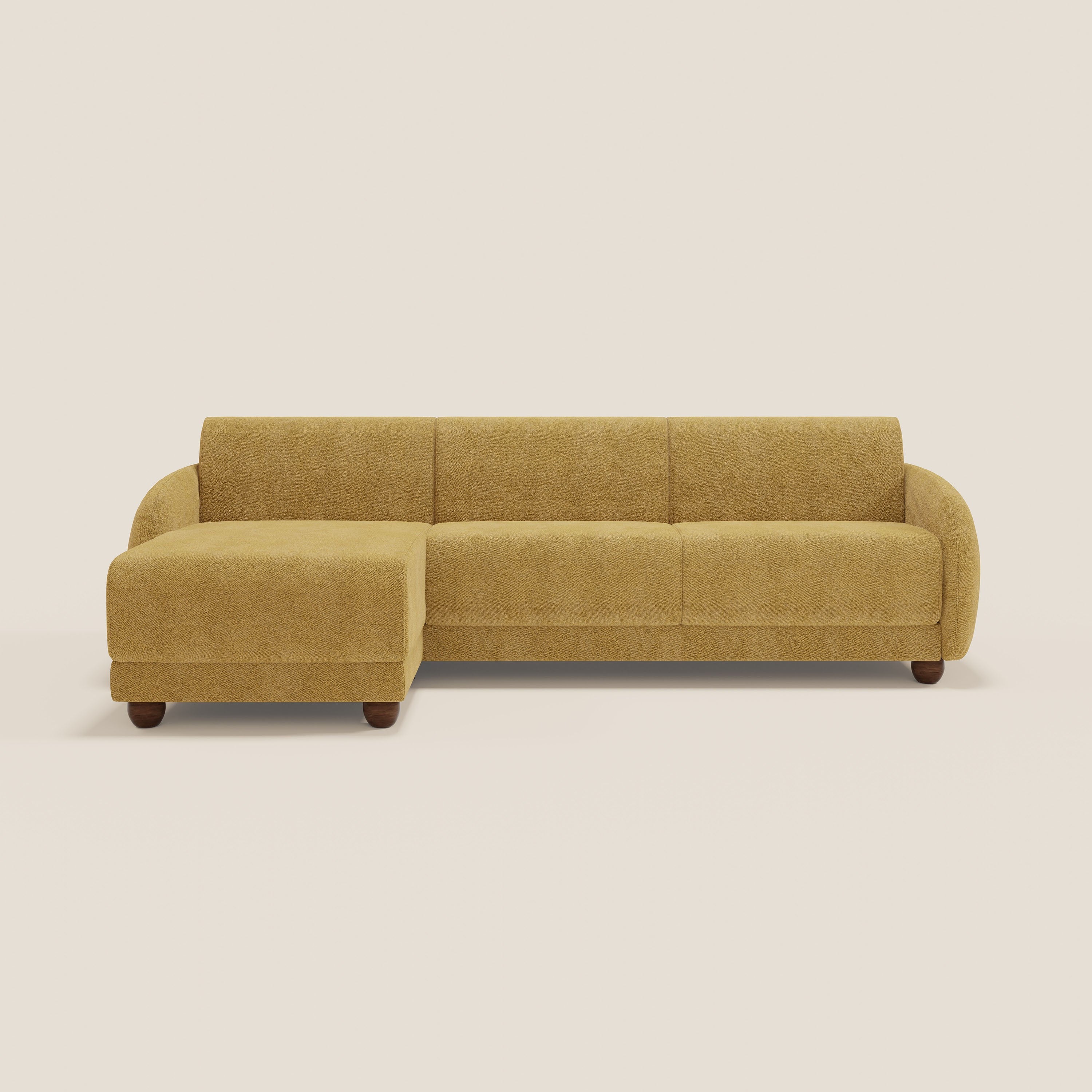Giglio Canapé d'angle convertible avec matelas H18 cm et chaise longue coffre en bouclette douce T07 jaune - Image 12