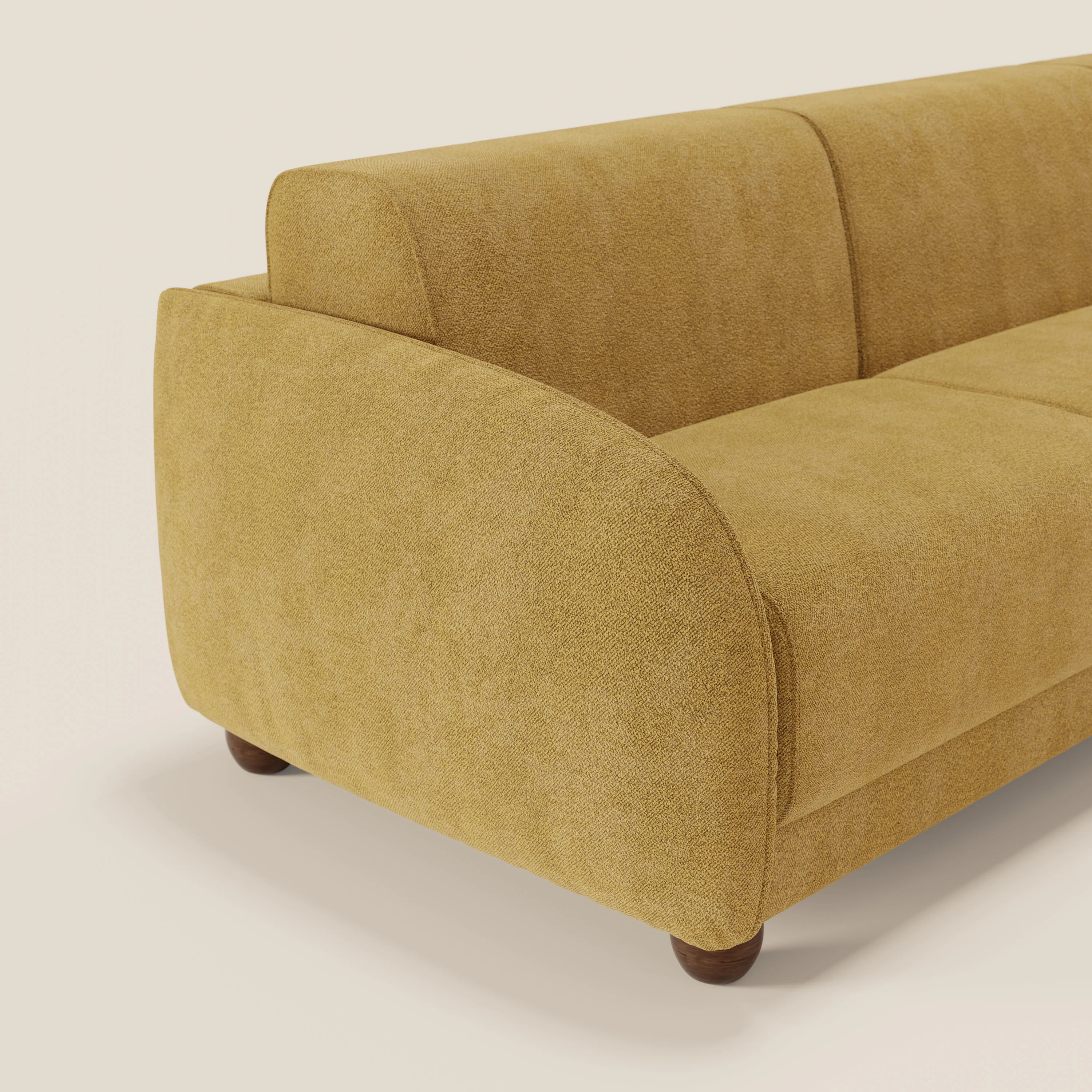 Giglio Canapé d'angle convertible avec matelas H18 cm et chaise longue coffre en bouclette douce T07 jaune - Image 4
