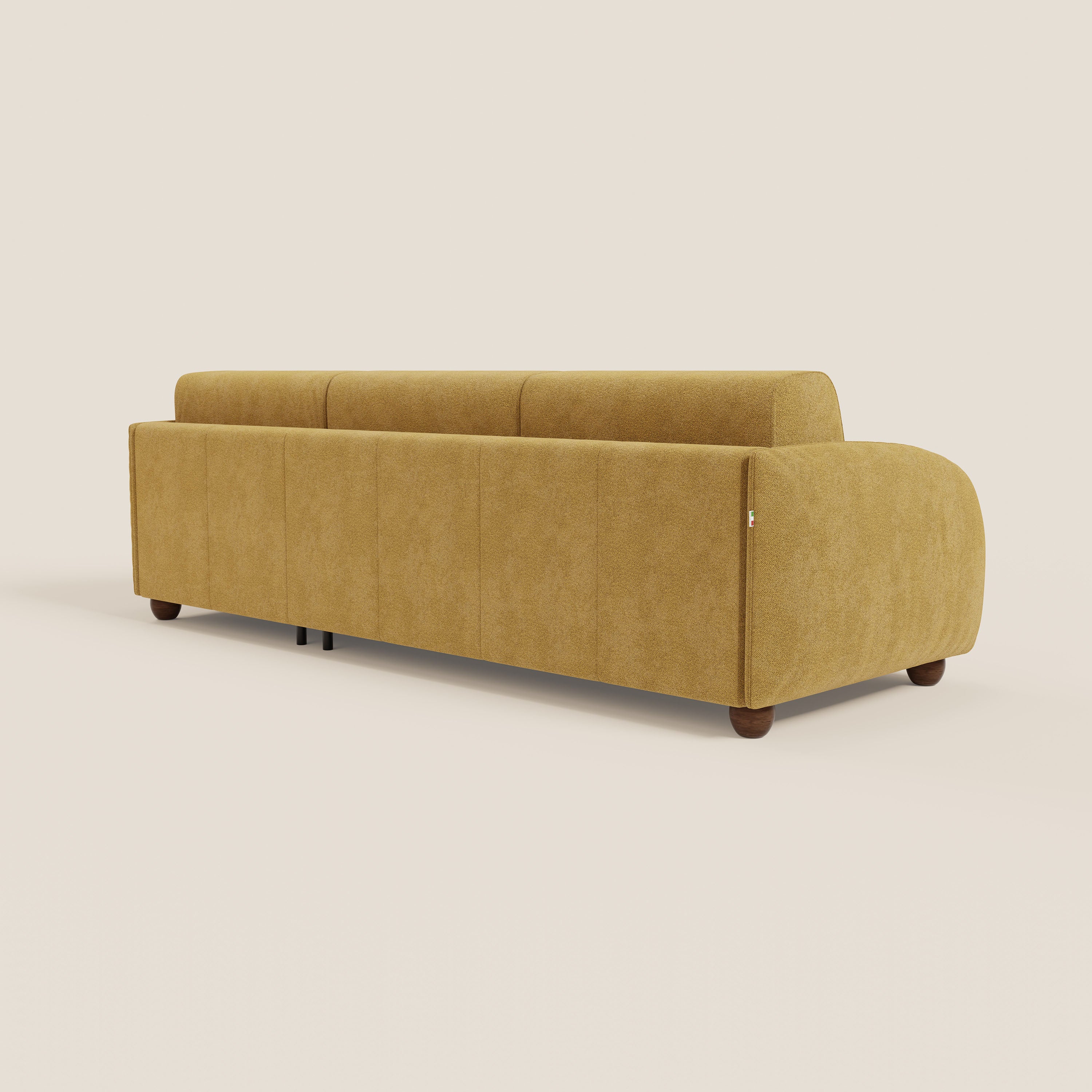 Giglio Canapé d'angle convertible avec matelas H18 cm et chaise longue coffre en bouclette douce T07 jaune - Image 7