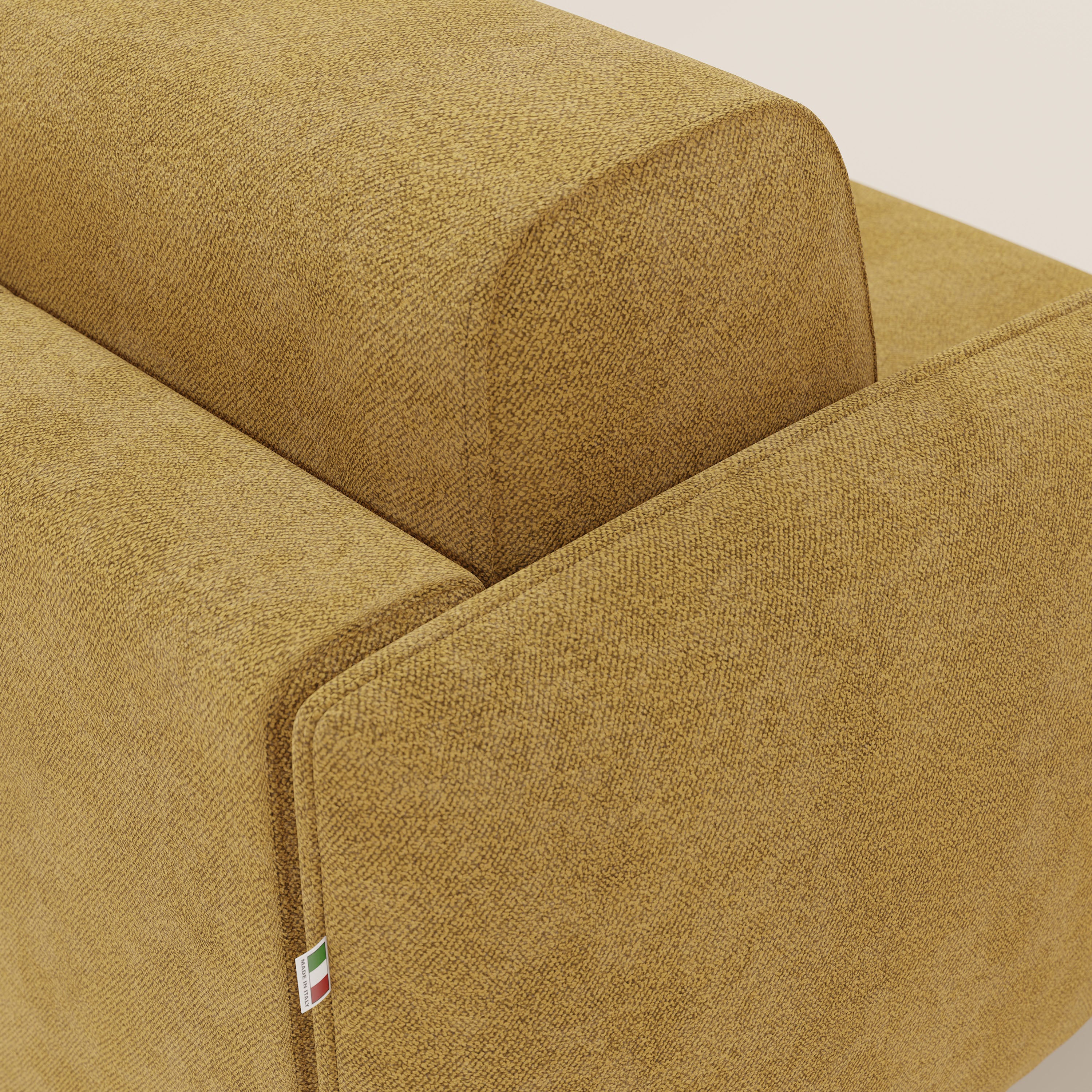 Giglio Canapé d'angle convertible avec matelas H18 cm et chaise longue coffre en bouclette douce T07 jaune - Image 8