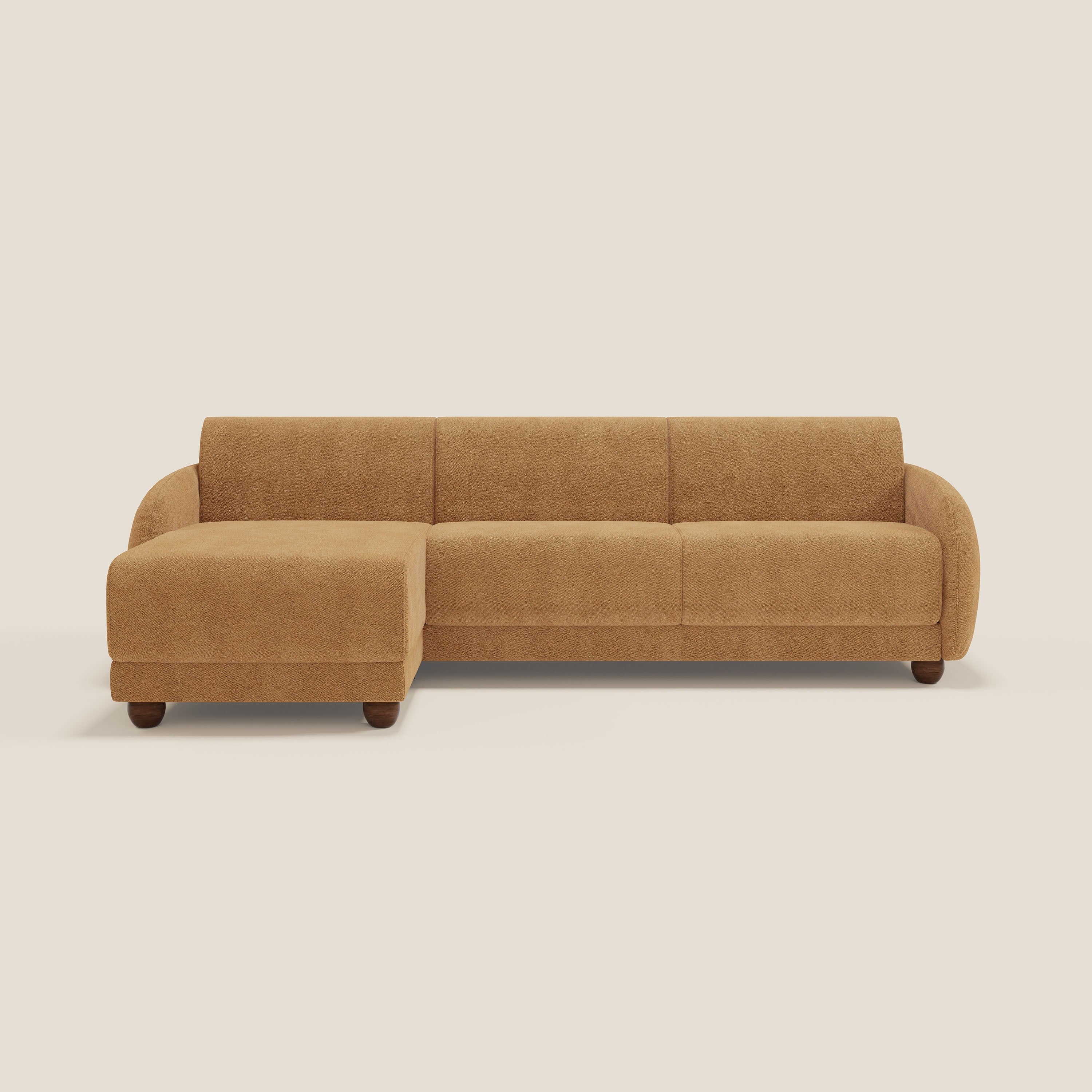 Giglio Canapé d'angle convertible avec matelas H18 cm et chaise longue coffre en bouclette douce T07 orange - Image 12