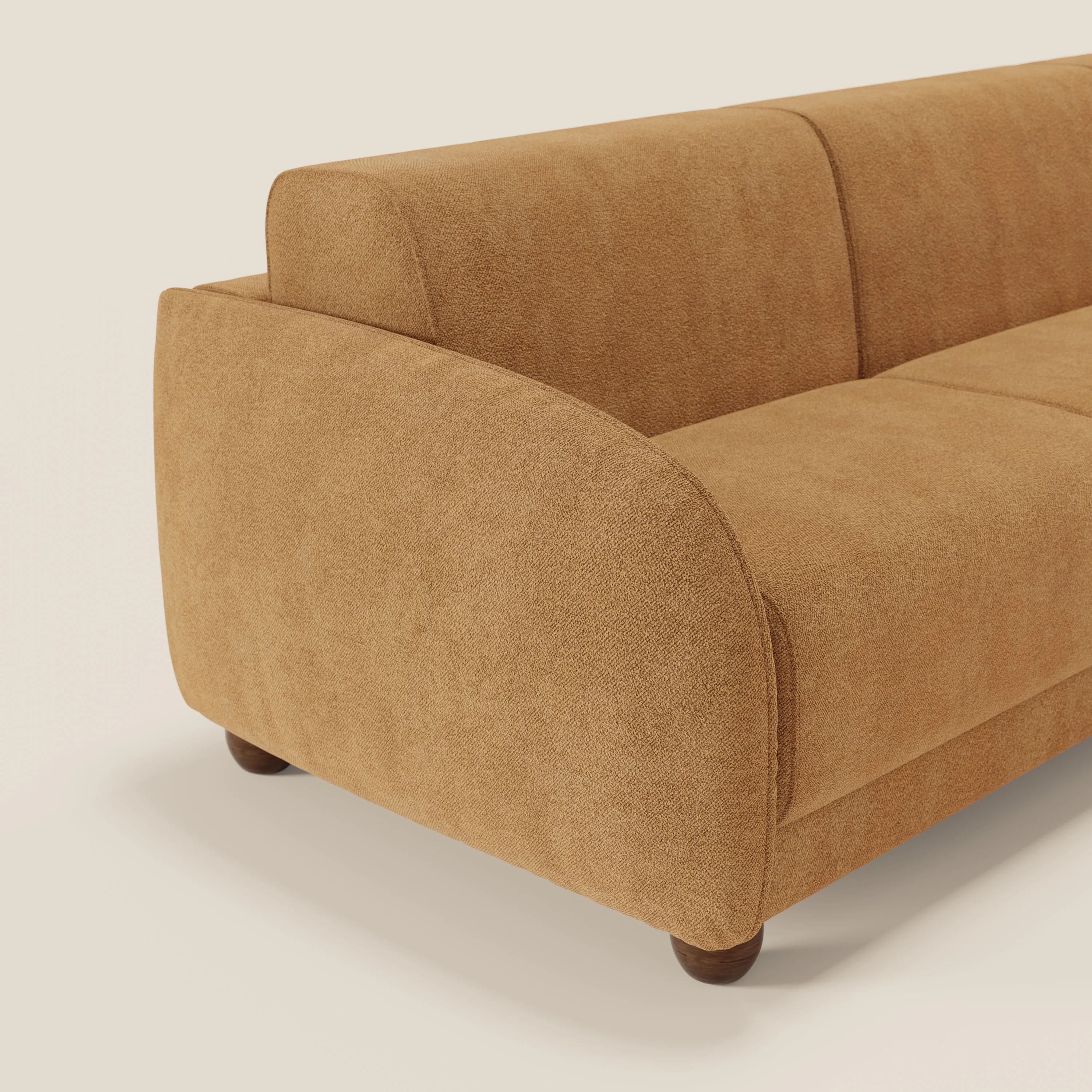 Giglio Canapé d'angle convertible avec matelas H18 cm et chaise longue coffre en bouclette douce T07 orange - Image 4