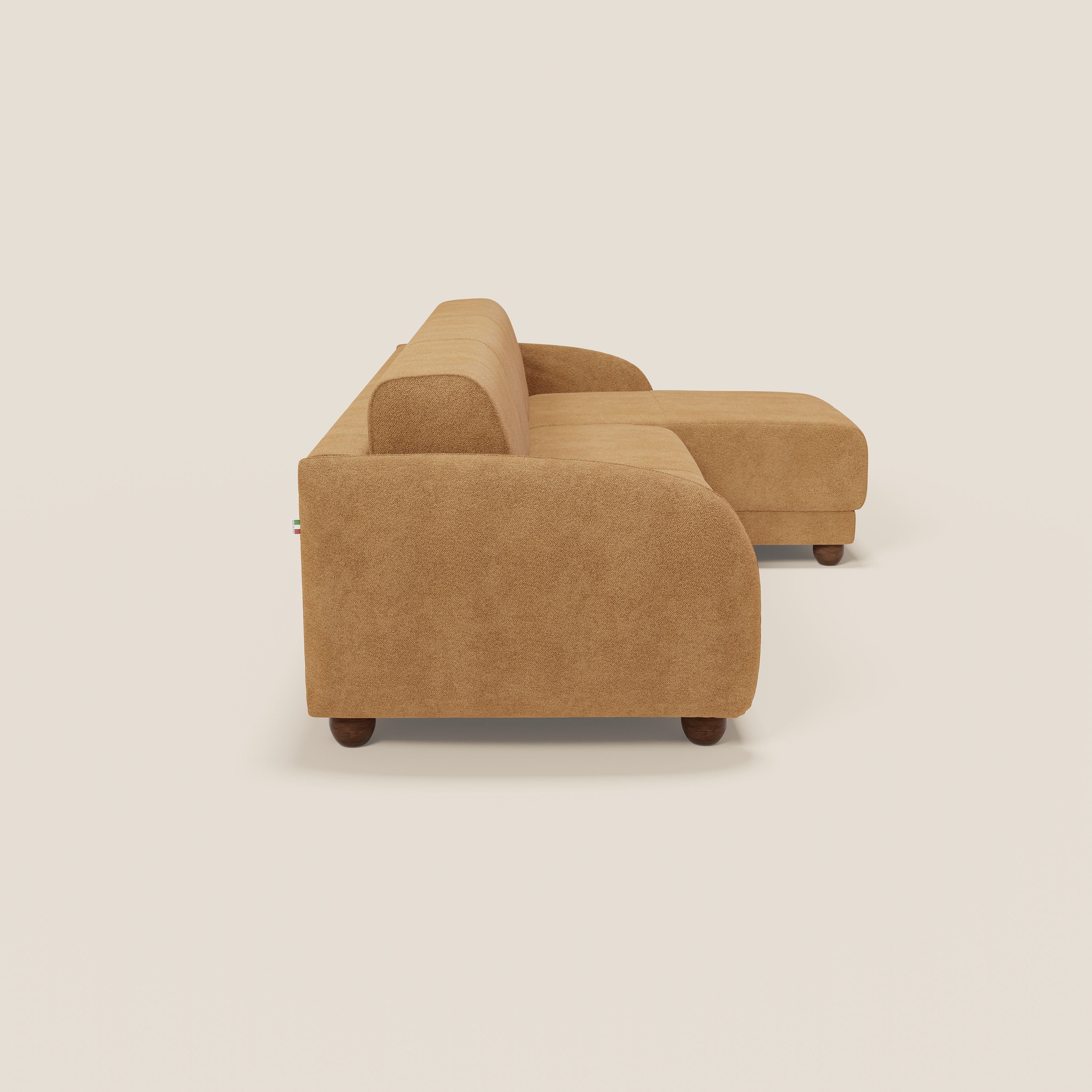 Giglio Canapé d'angle convertible avec matelas H18 cm et chaise longue coffre en bouclette douce T07 orange - Image 6