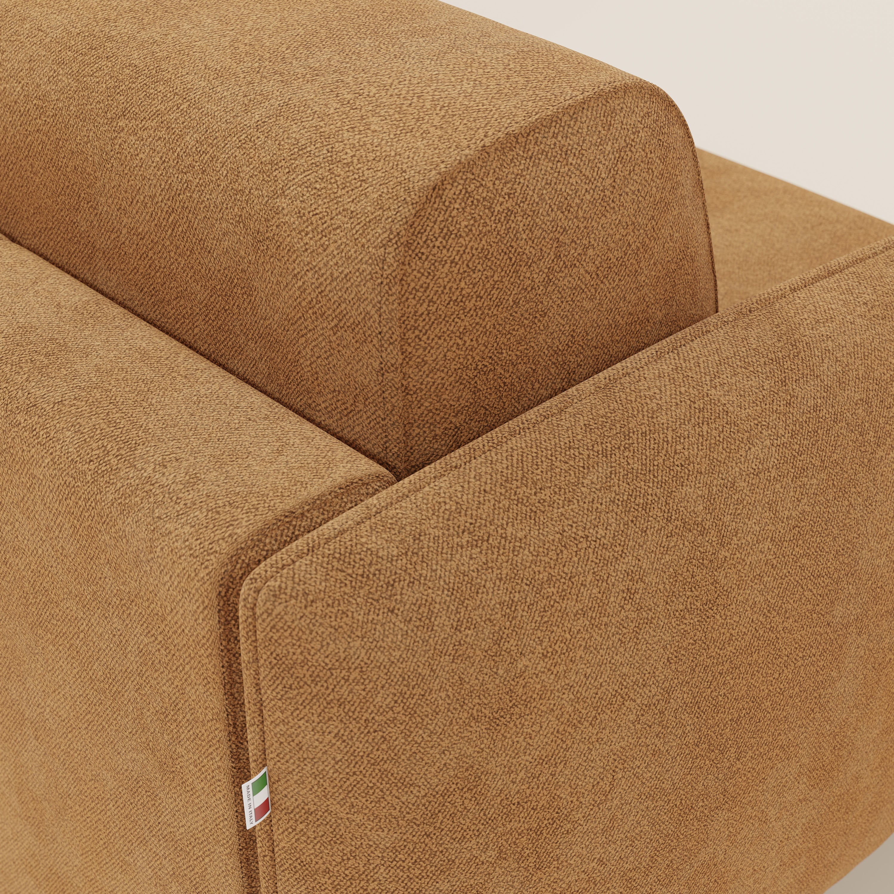Giglio Canapé d'angle convertible avec matelas H18 cm et chaise longue coffre en bouclette douce T07 orange - Image 8