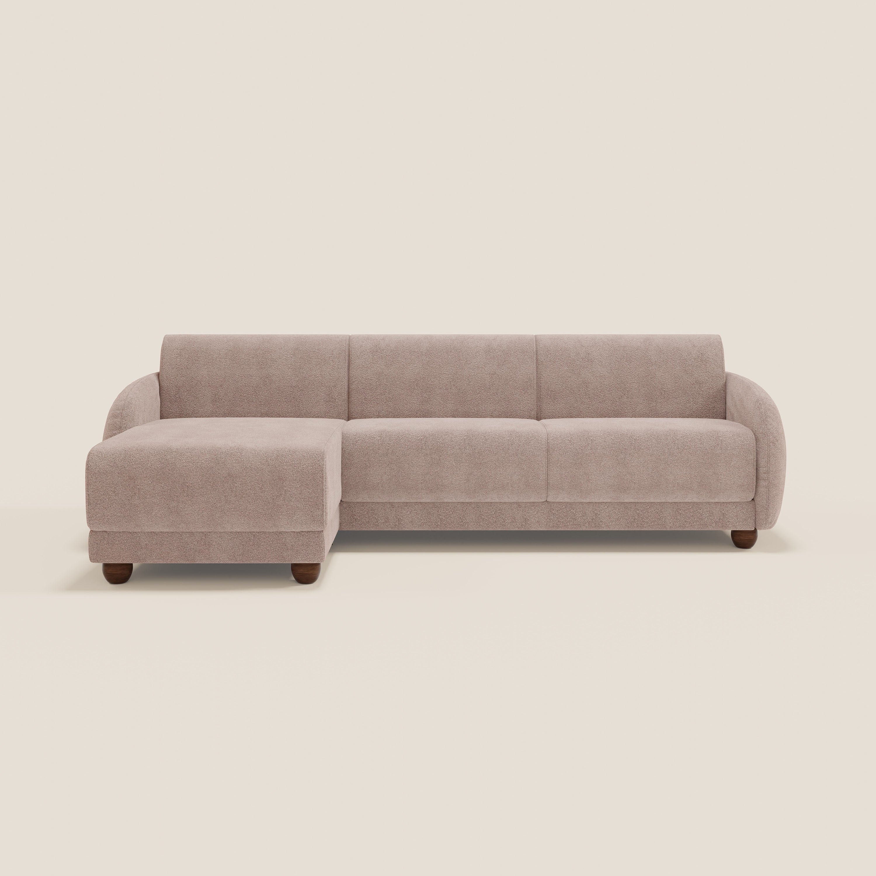 Giglio Canapé d'angle convertible avec matelas H18 cm et chaise longue coffre en bouclette douce T07 rose - Image 12