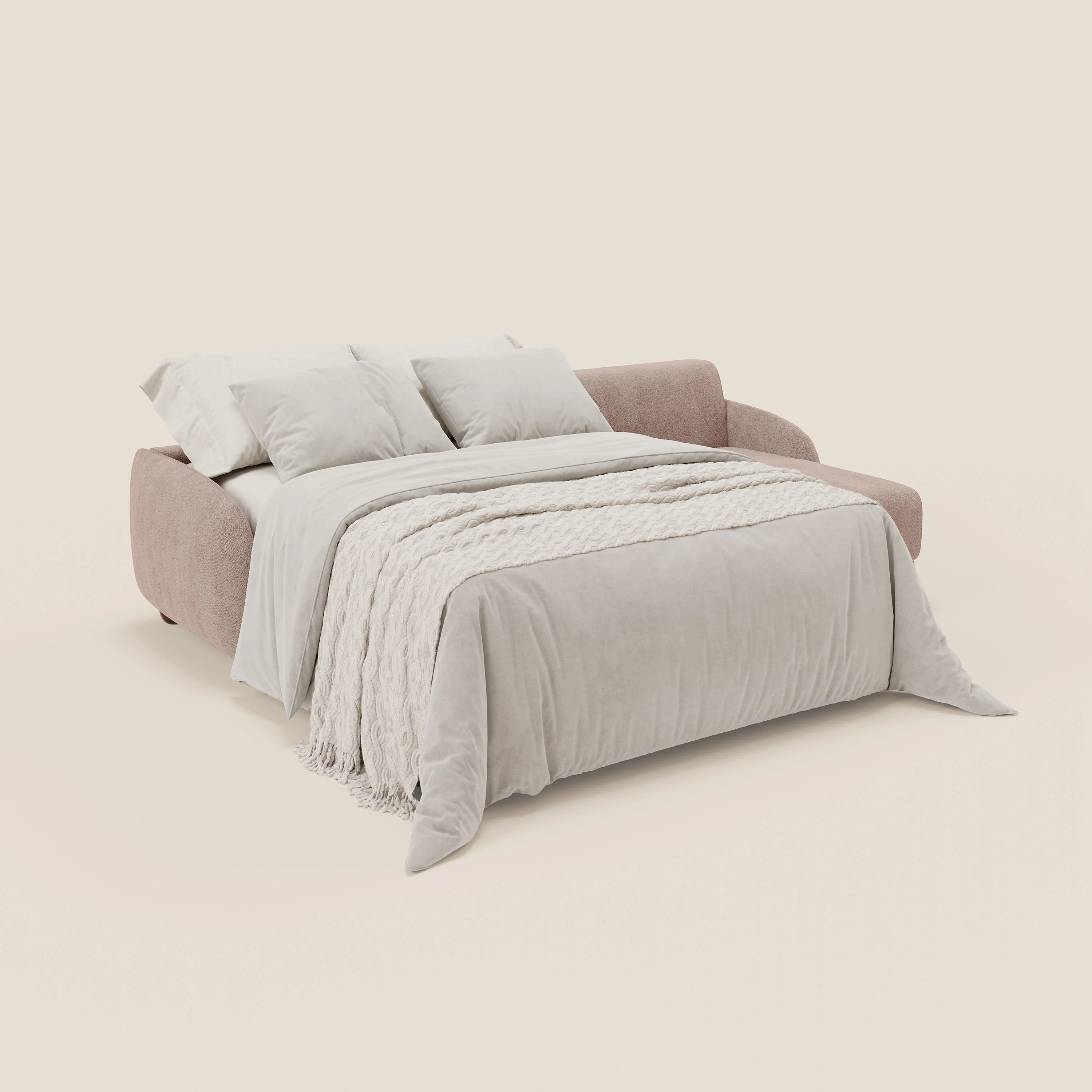 Giglio Canapé d'angle convertible avec matelas H18 cm et chaise longue coffre en bouclette douce T07 rose - Image 2