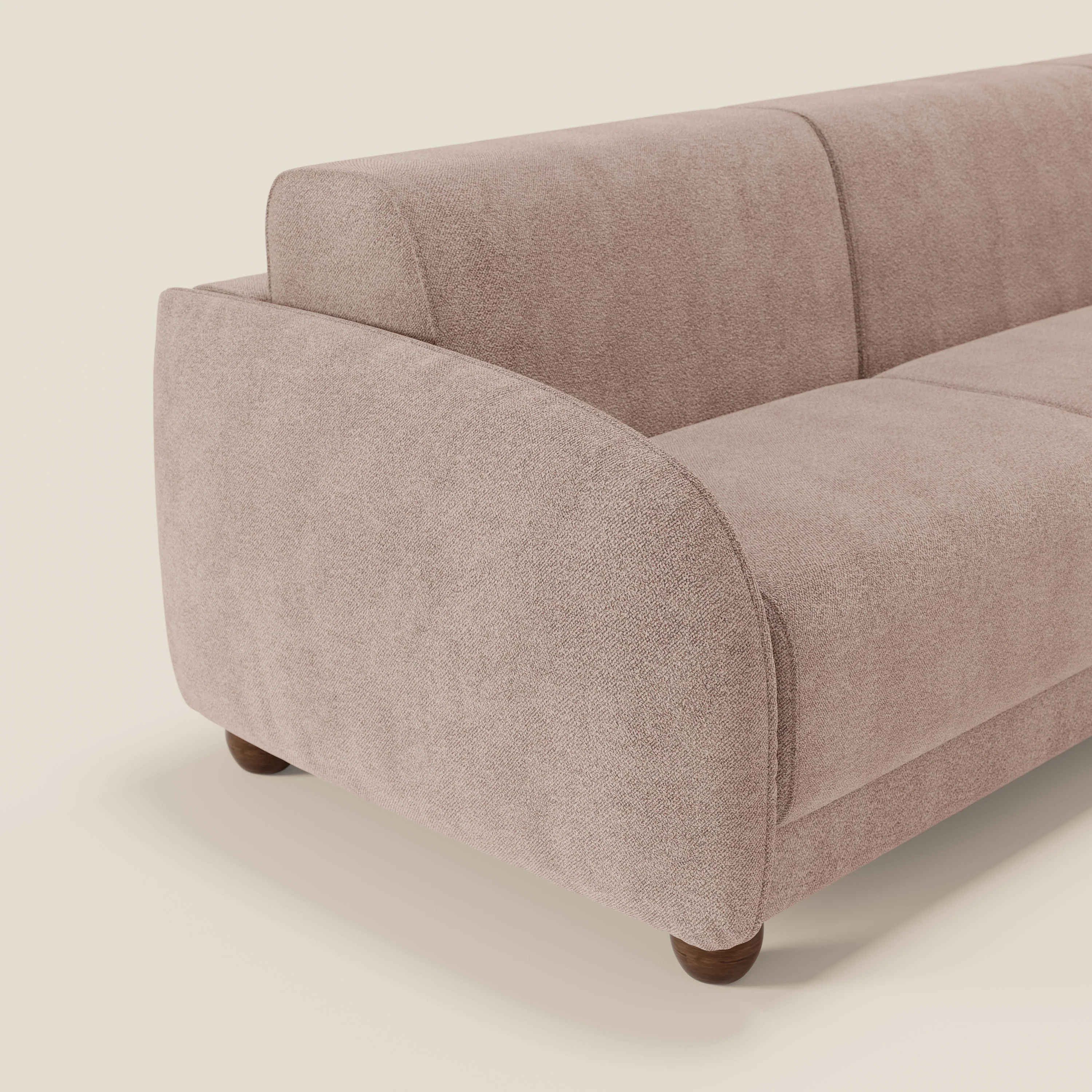 Giglio Canapé d'angle convertible avec matelas H18 cm et chaise longue coffre en bouclette douce T07 rose - Image 4