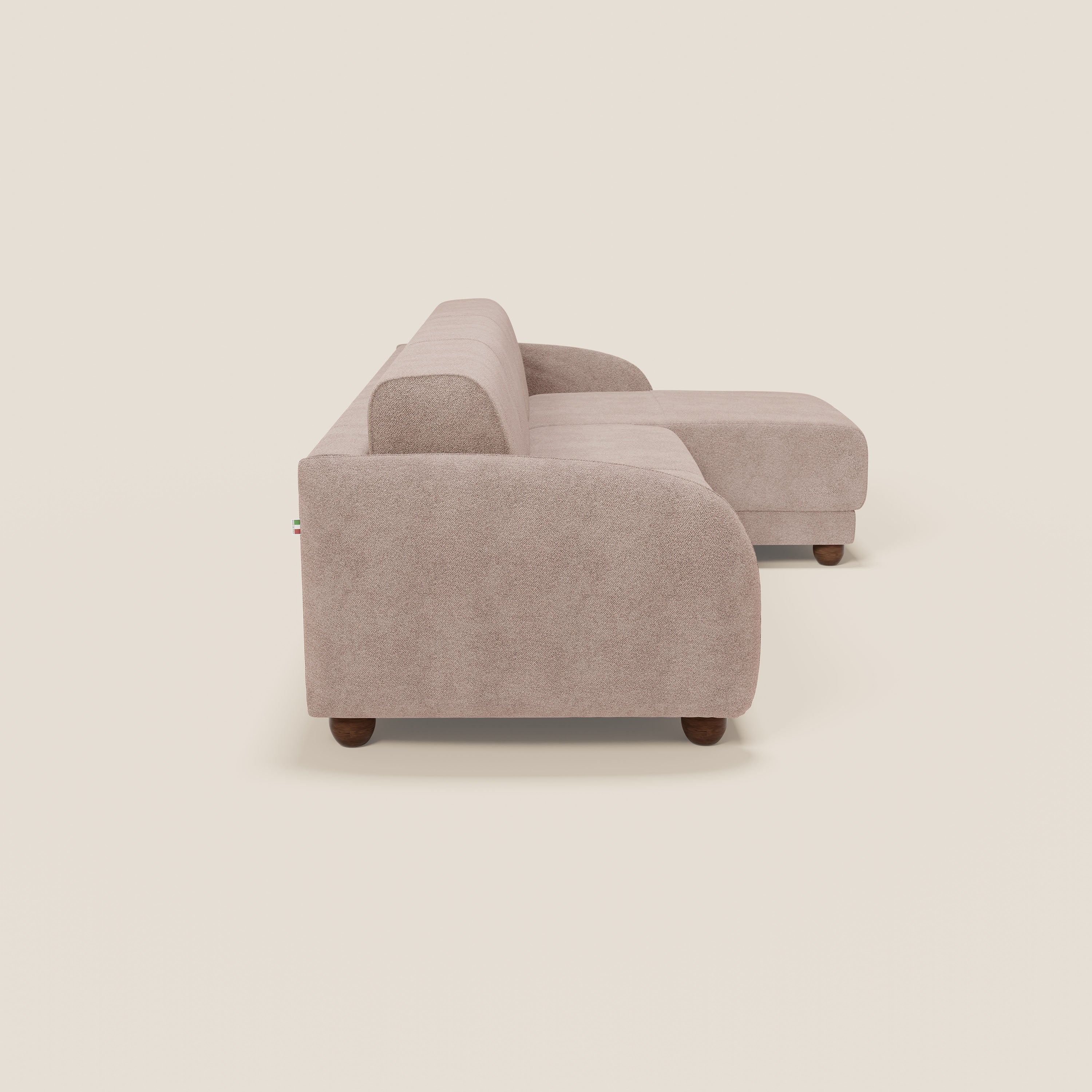 Giglio Canapé d'angle convertible avec matelas H18 cm et chaise longue coffre en bouclette douce T07 rose - Image 6
