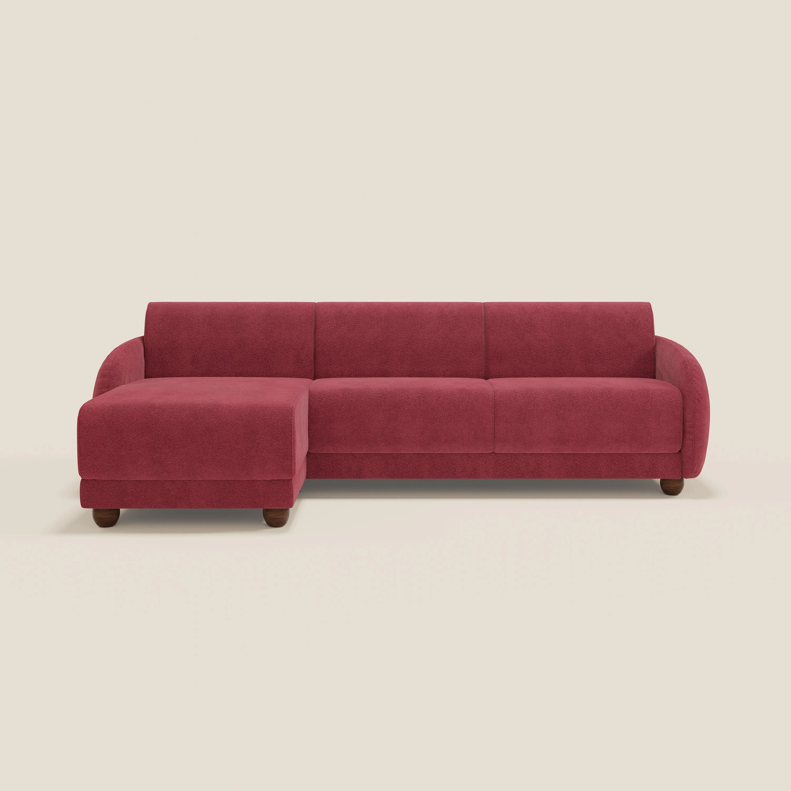 Giglio Canapé d'angle convertible avec matelas H18 cm et chaise longue coffre en bouclette douce T07 rouge - Image 12