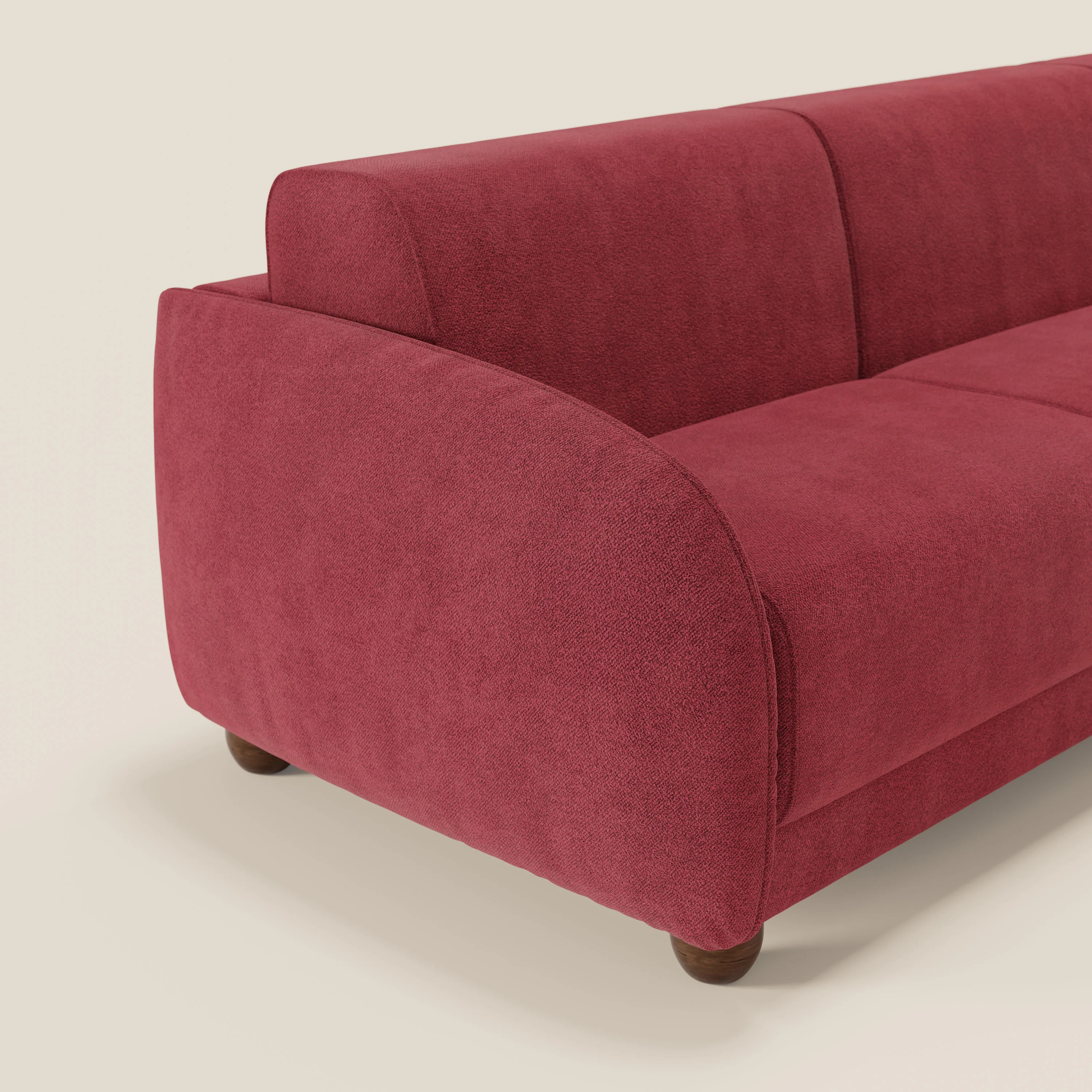 Giglio Canapé d'angle convertible avec matelas H18 cm et chaise longue coffre en bouclette douce T07 rouge - Image 4