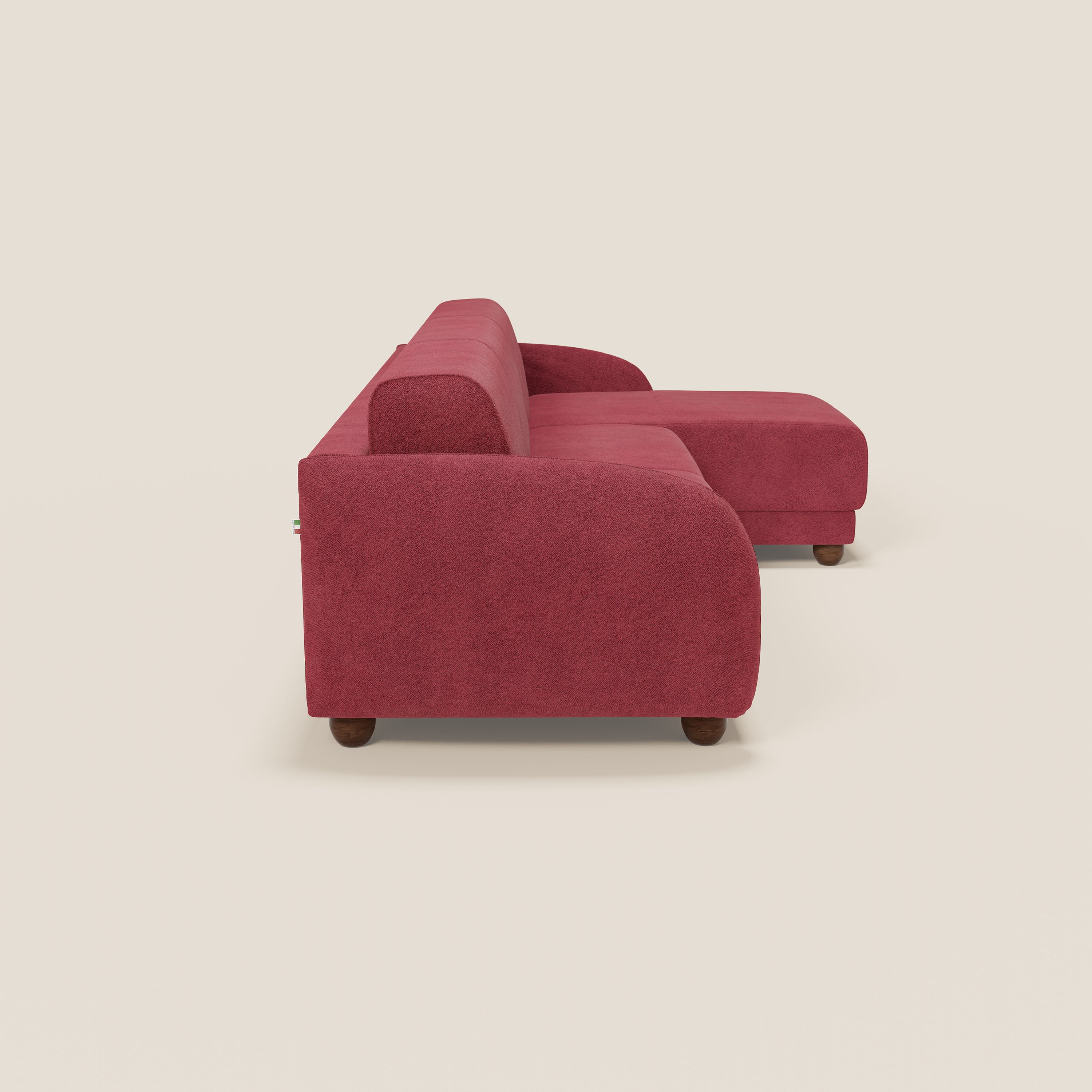Giglio Canapé d'angle convertible avec matelas H18 cm et chaise longue coffre en bouclette douce T07 rouge - Image 6