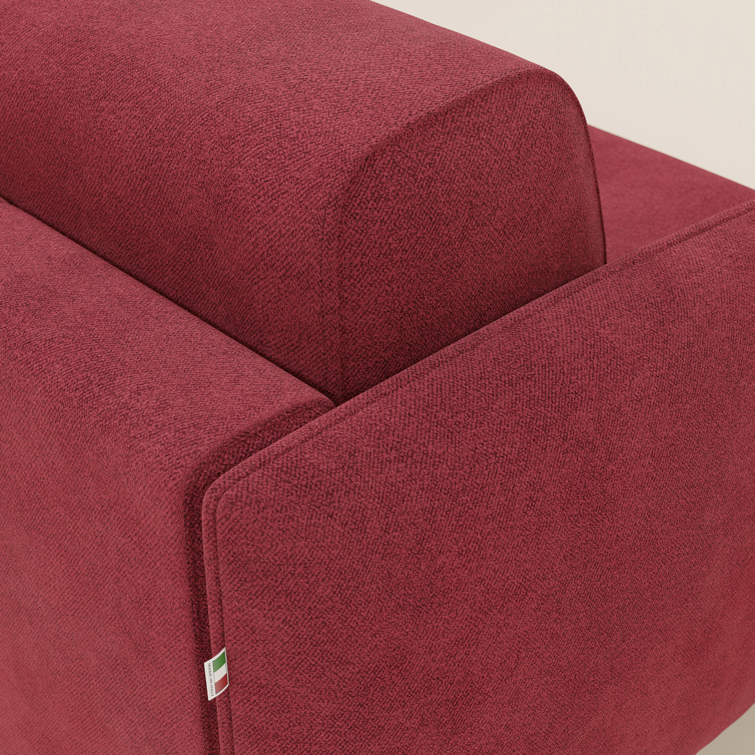 Giglio Canapé d'angle convertible avec matelas H18 cm et chaise longue coffre en bouclette douce T07 rouge - Image 8