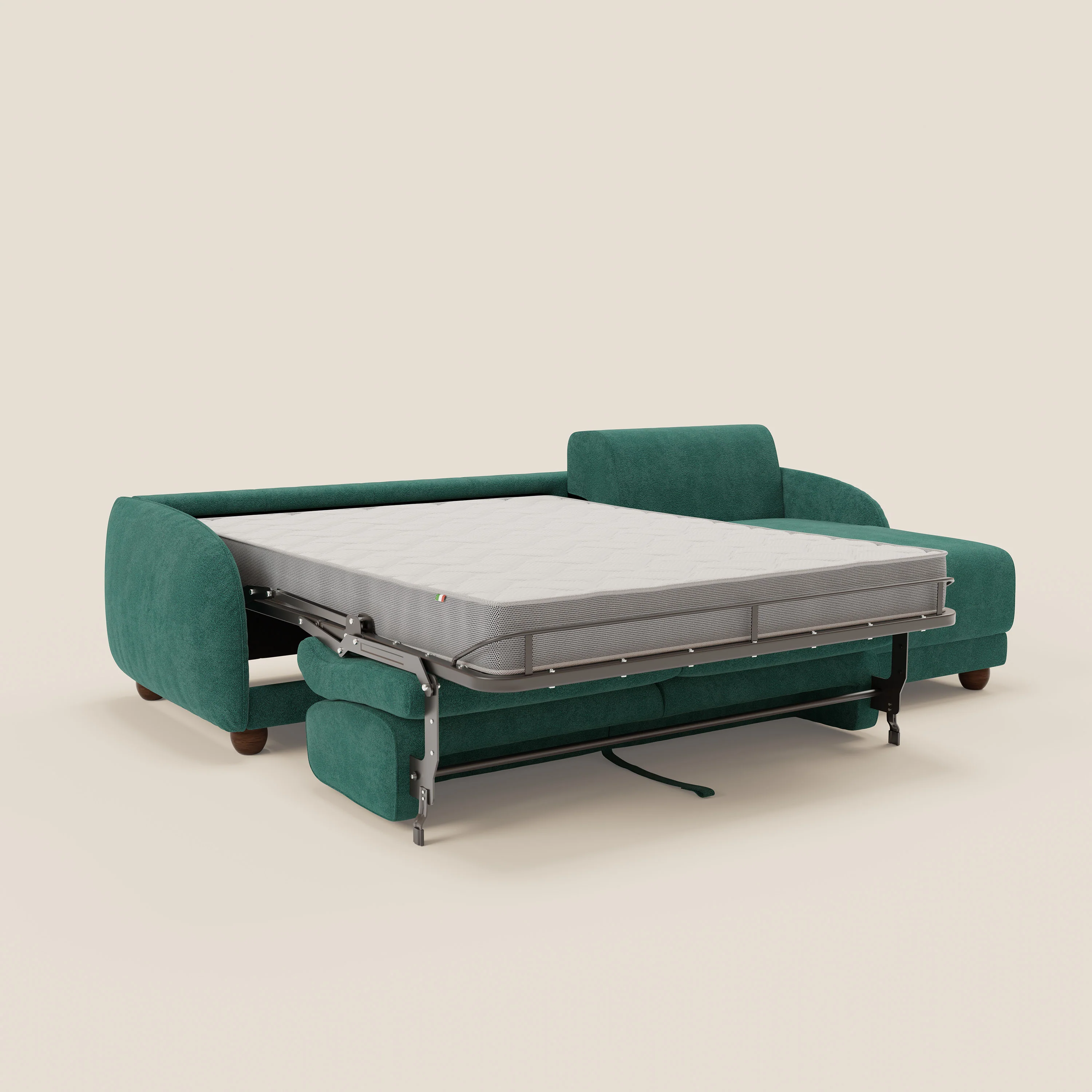 Giglio Canapé d'angle convertible avec matelas H18 cm et chaise longue coffre en bouclette douce T07 vert - Image 11