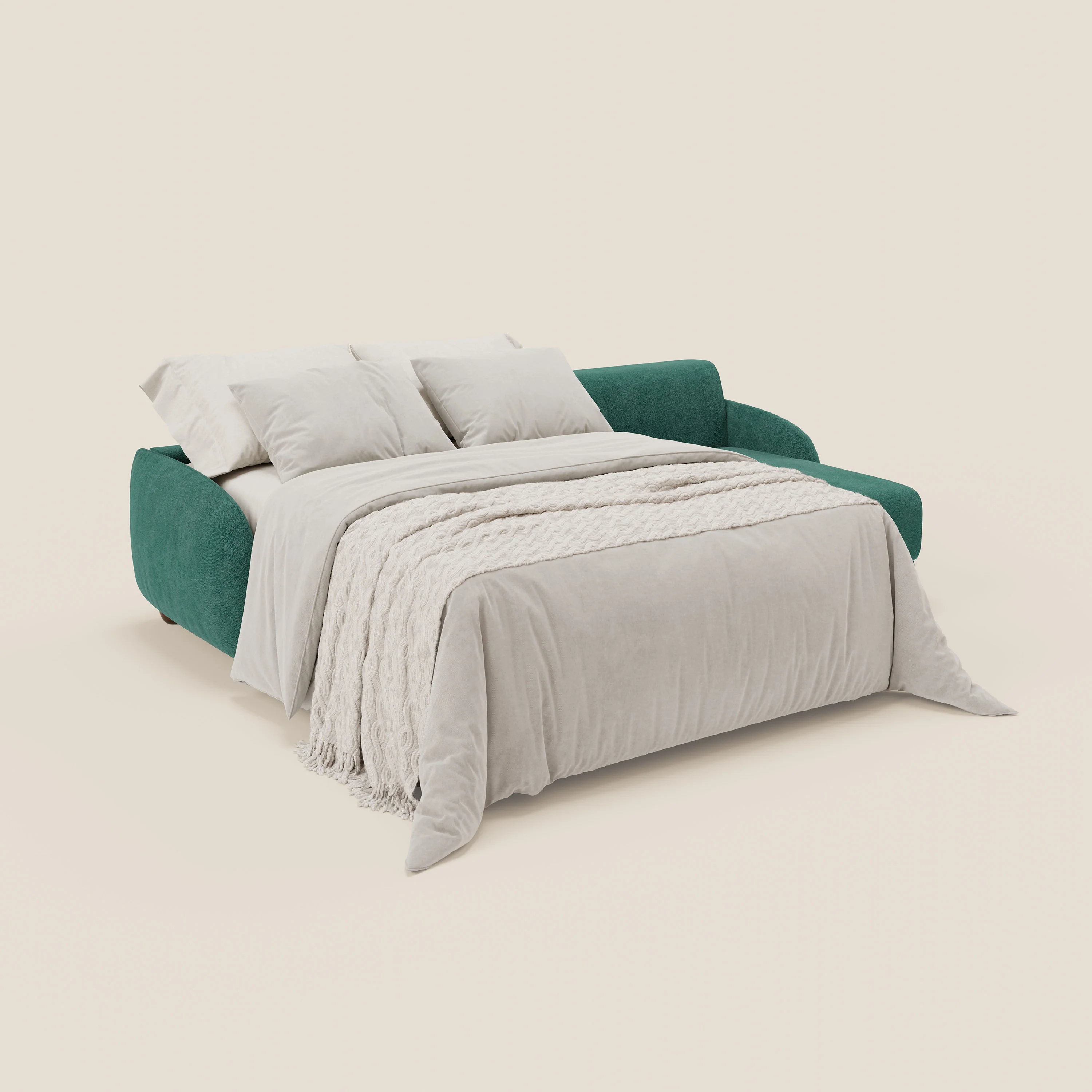 Giglio Canapé d'angle convertible avec matelas H18 cm et chaise longue coffre en bouclette douce T07 vert - Image 2