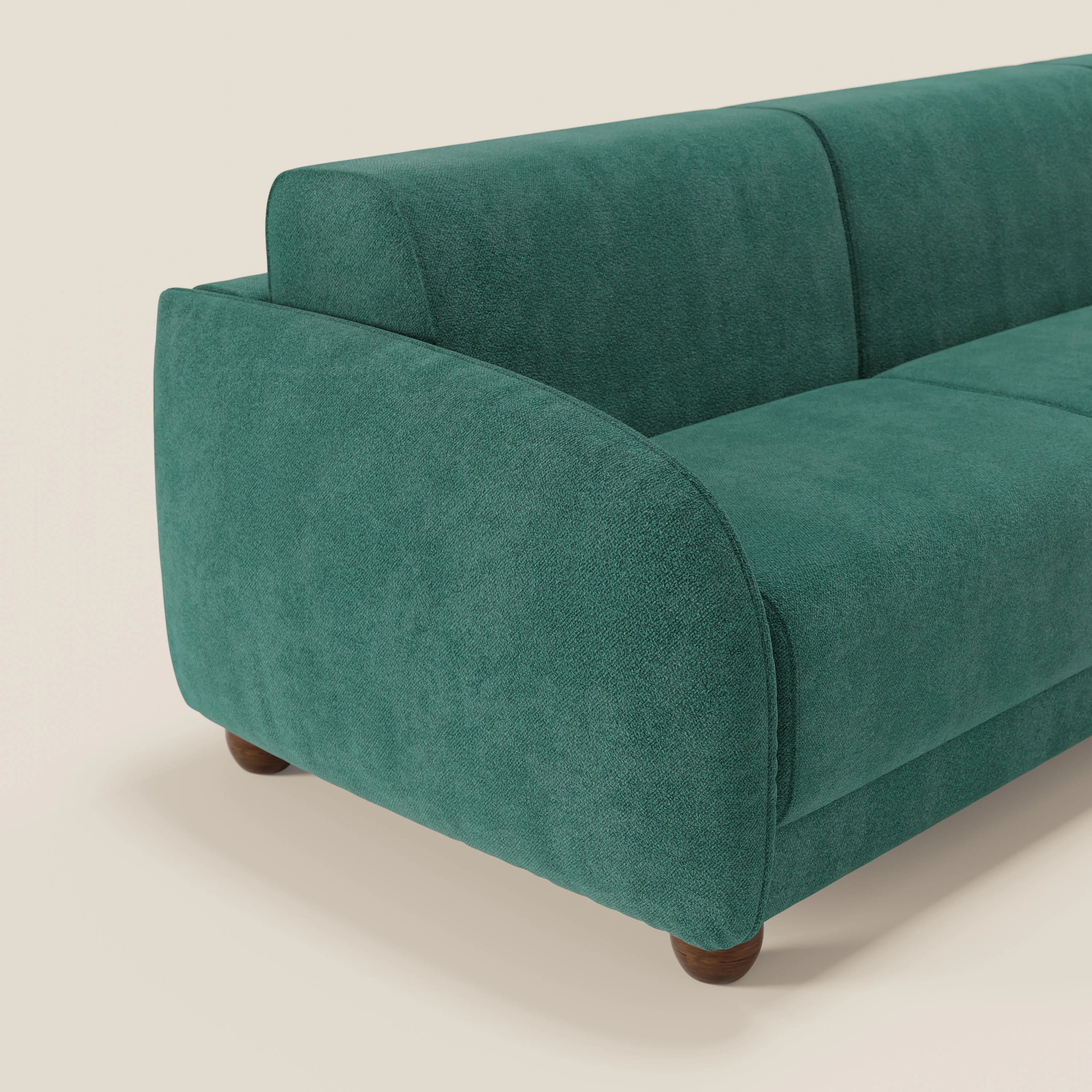 Giglio Canapé d'angle convertible avec matelas H18 cm et chaise longue coffre en bouclette douce T07 vert - Image 4