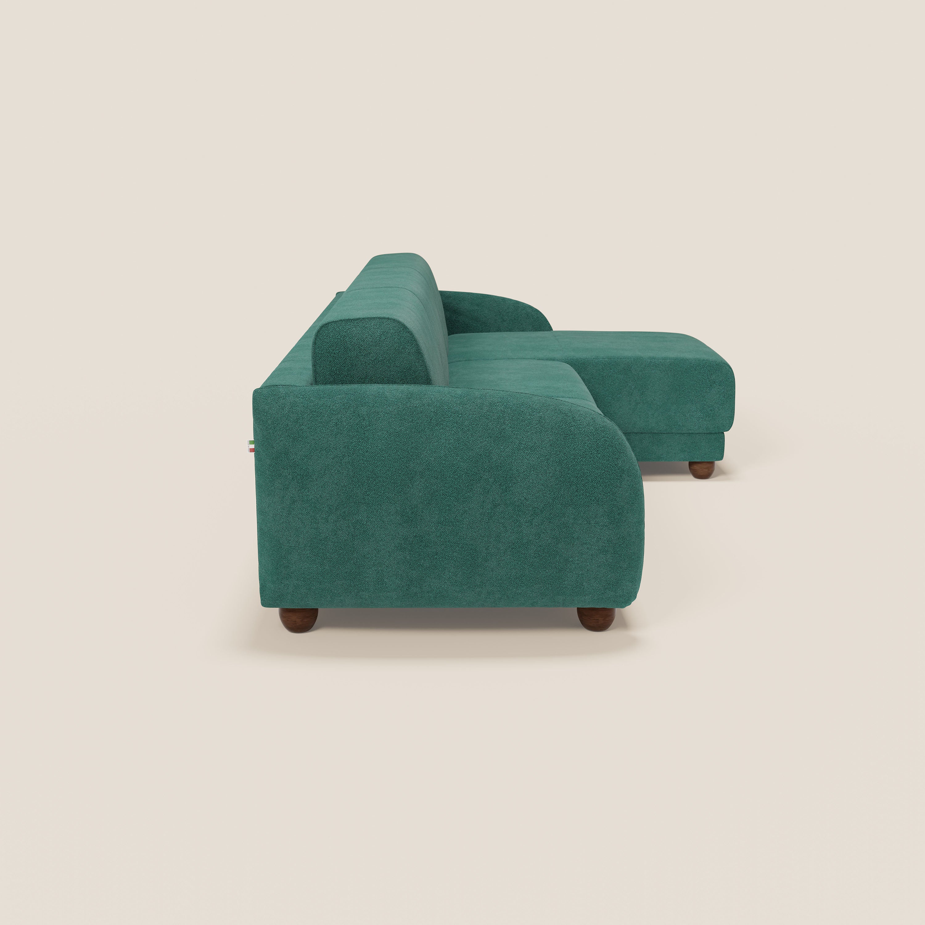 Giglio Canapé d'angle convertible avec matelas H18 cm et chaise longue coffre en bouclette douce T07 vert - Image 6