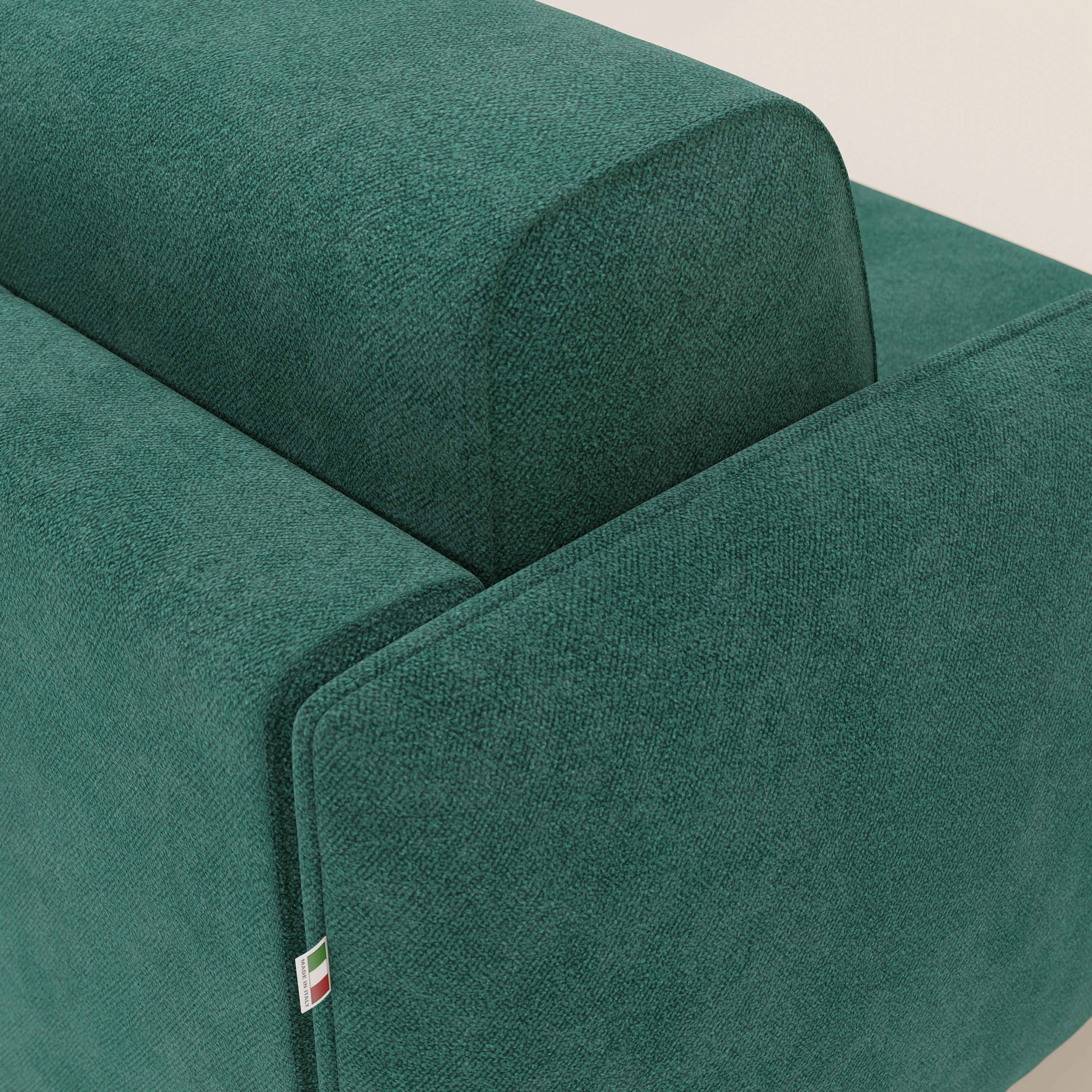 Giglio Canapé d'angle convertible avec matelas H18 cm et chaise longue coffre en bouclette douce T07 vert - Image 8