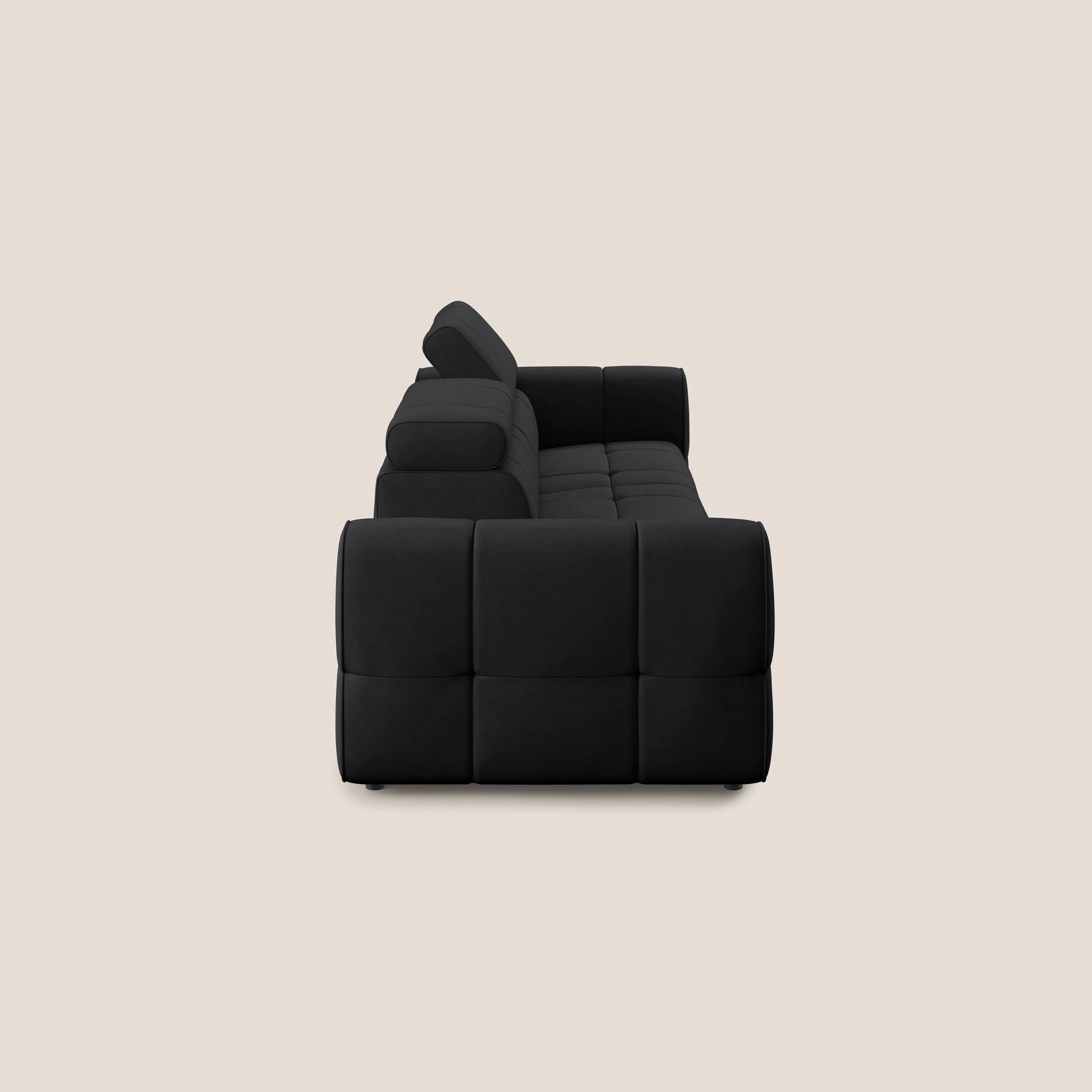 Giotto Canapé terminal avec option relax électrique en microfibre imperméable effet velours  T09 anthracite - Image 5