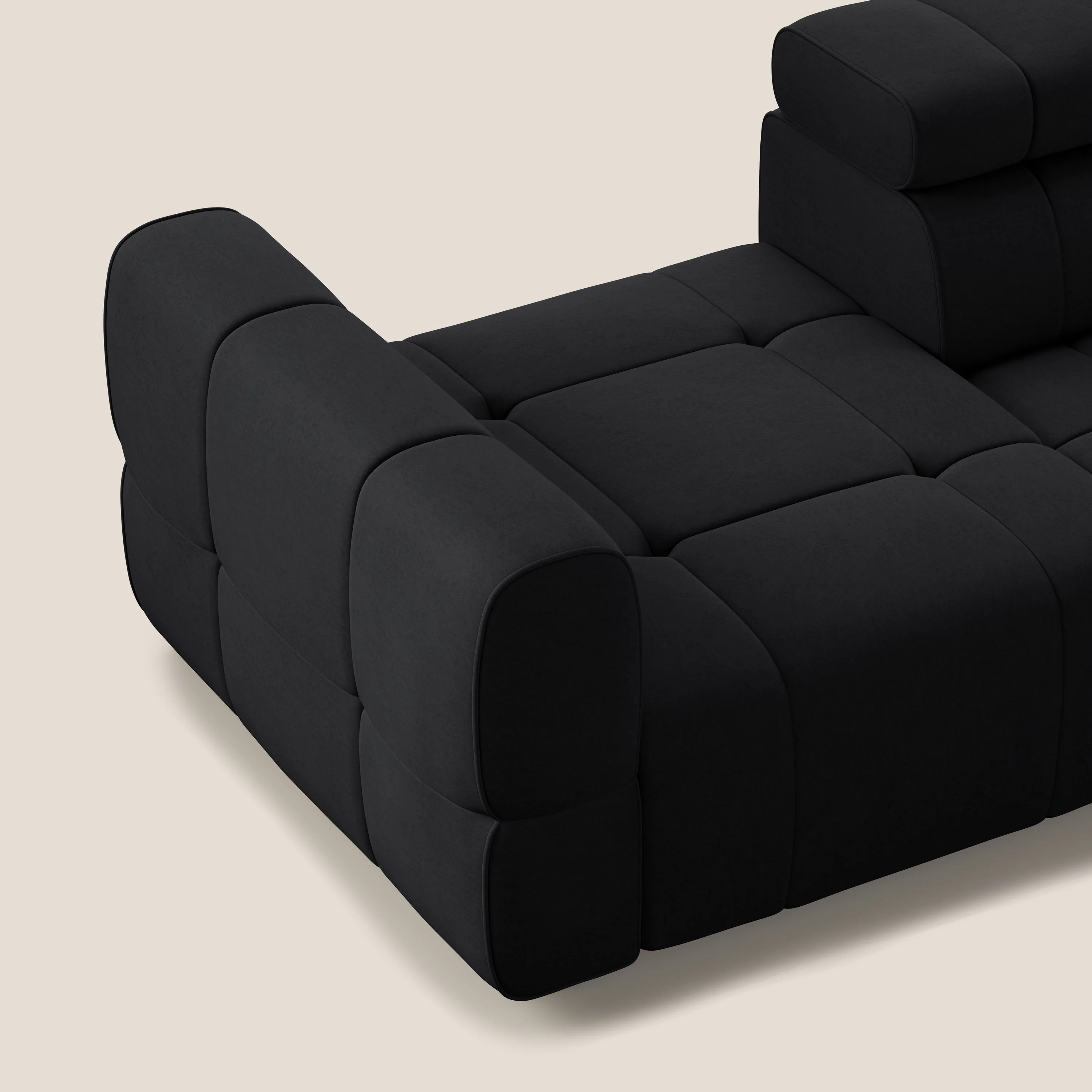 Giotto Canapé terminal avec option relax électrique en microfibre imperméable effet velours  T09 anthracite - Image 7