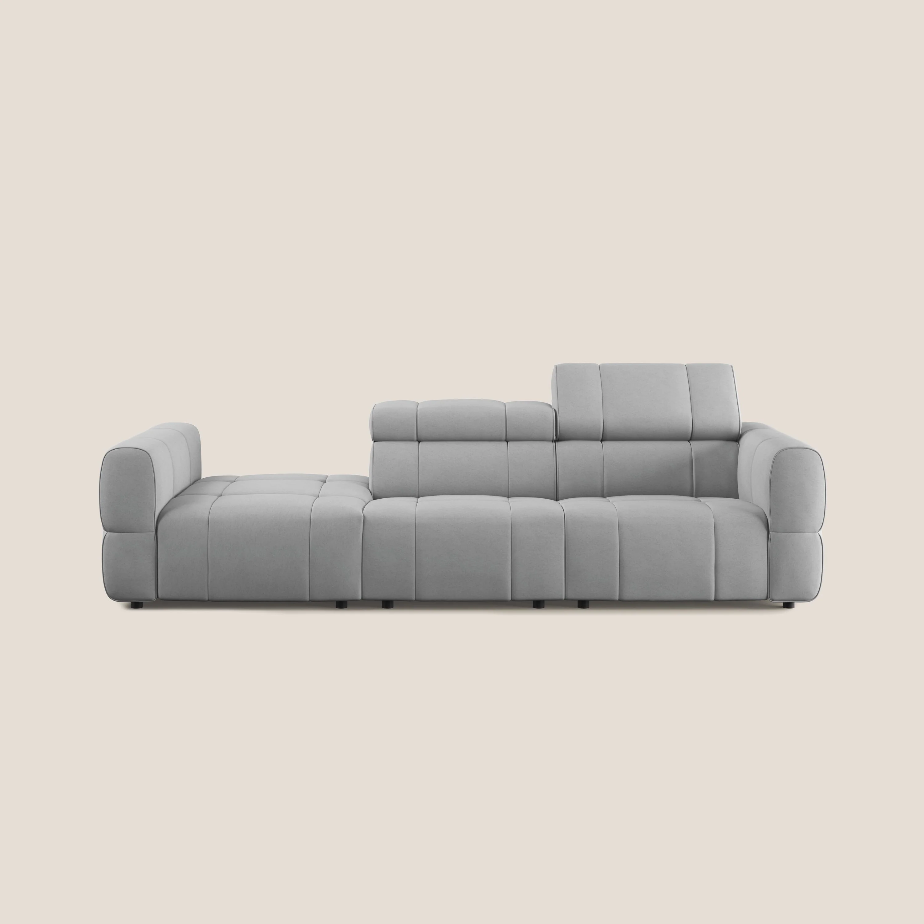 Giotto Canapé terminal avec option relax électrique en microfibre imperméable effet velours T09 gris clair